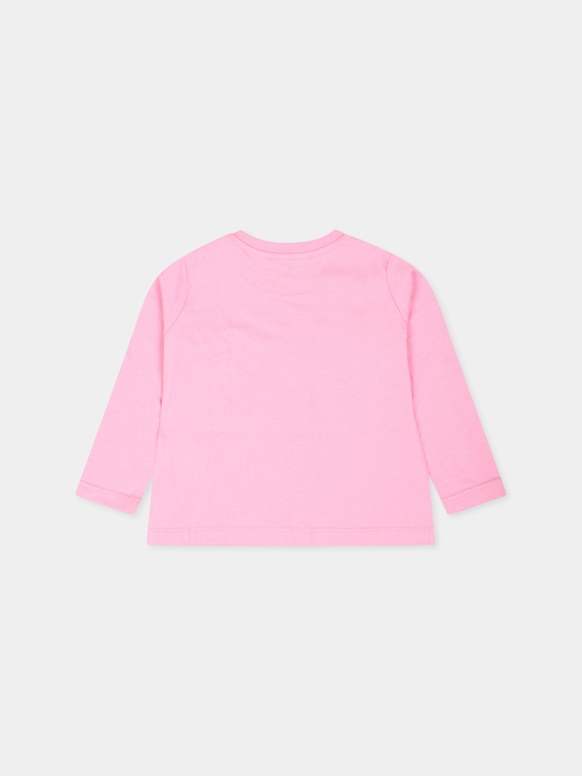 T-shirt rosa per neonata con logo,Msgm Kids,F4MSNGTH045 042