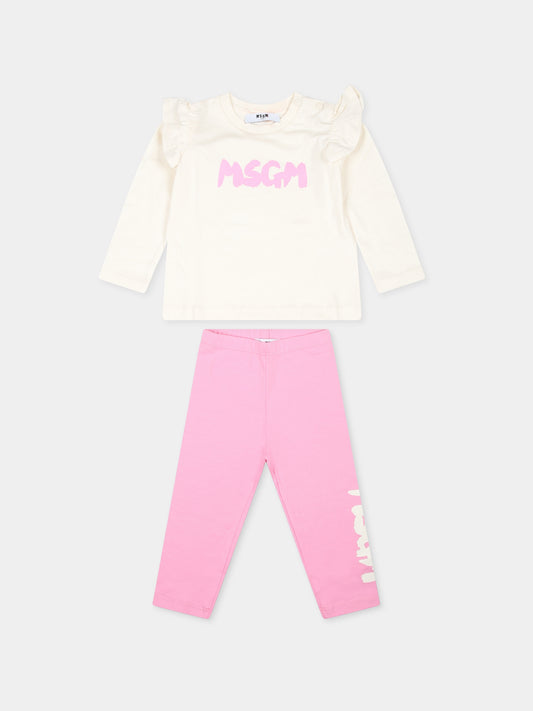 Completo avorio per neonata con logo,Msgm Kids,F4MSNGTL284 013/11