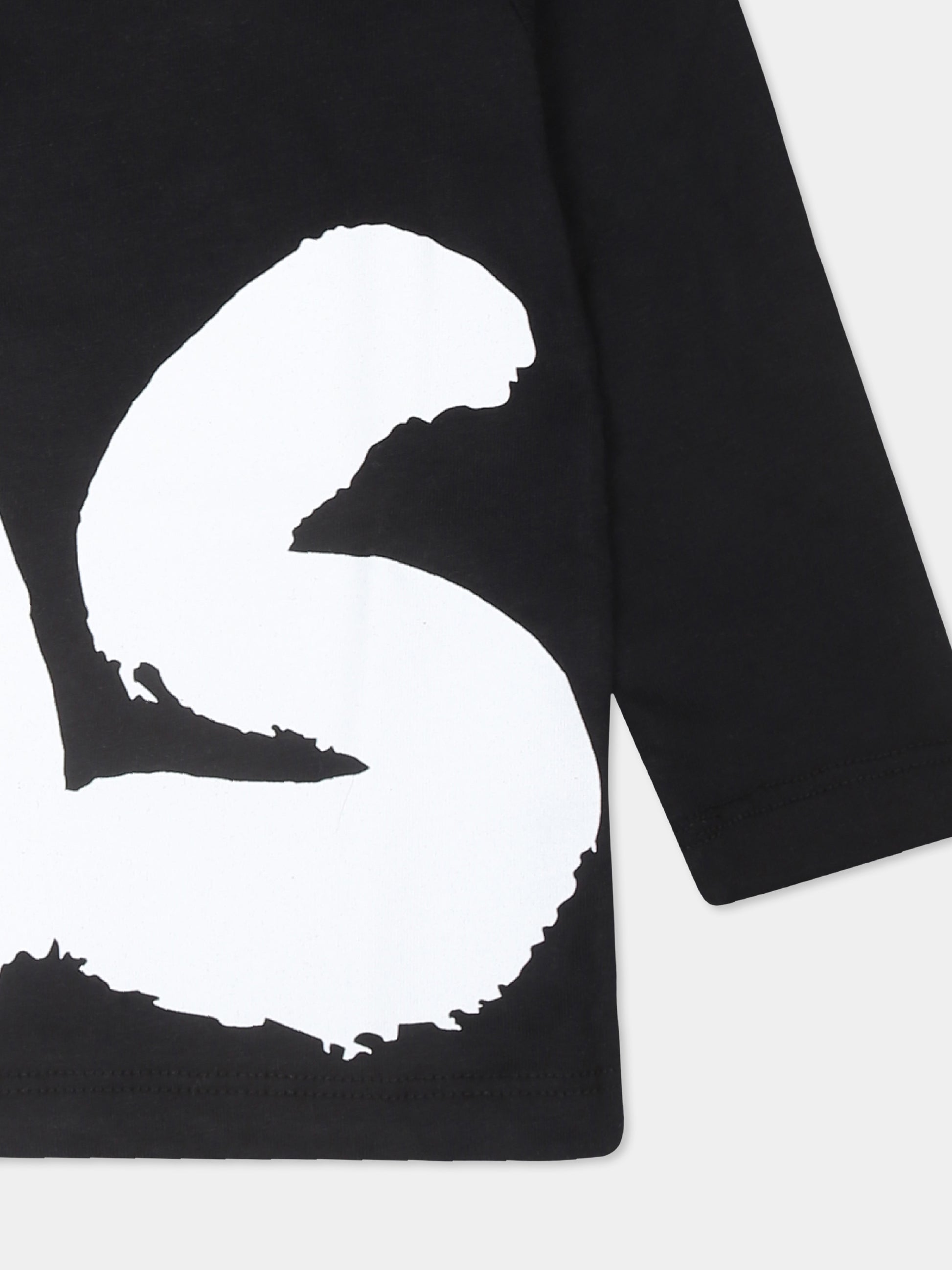 T-shirt nera per neonati con logo,Msgm Kids,F4MSUNTH266 110