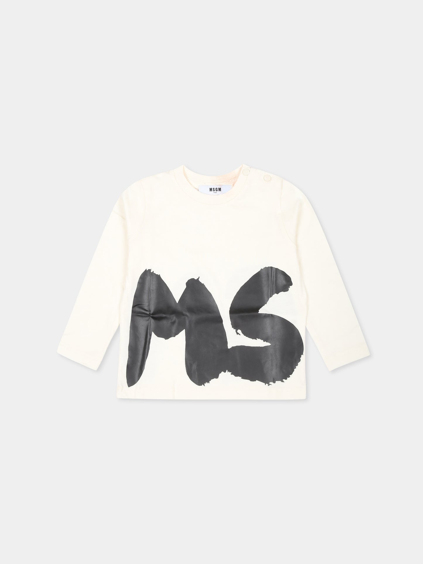 T-shirt avorio per neonati con logo,Msgm Kids,F4MSUNTH266 013