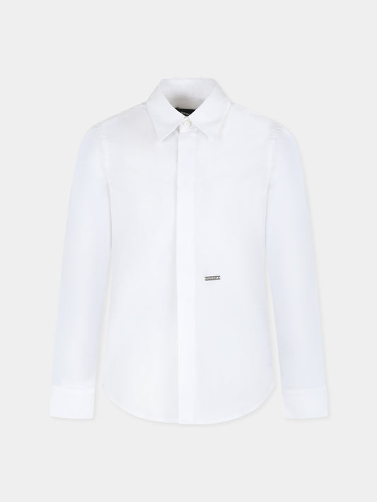 Camicia bianca per bambino con logo,Dsquared2,DQ1177 D007D D2C176M DQ100