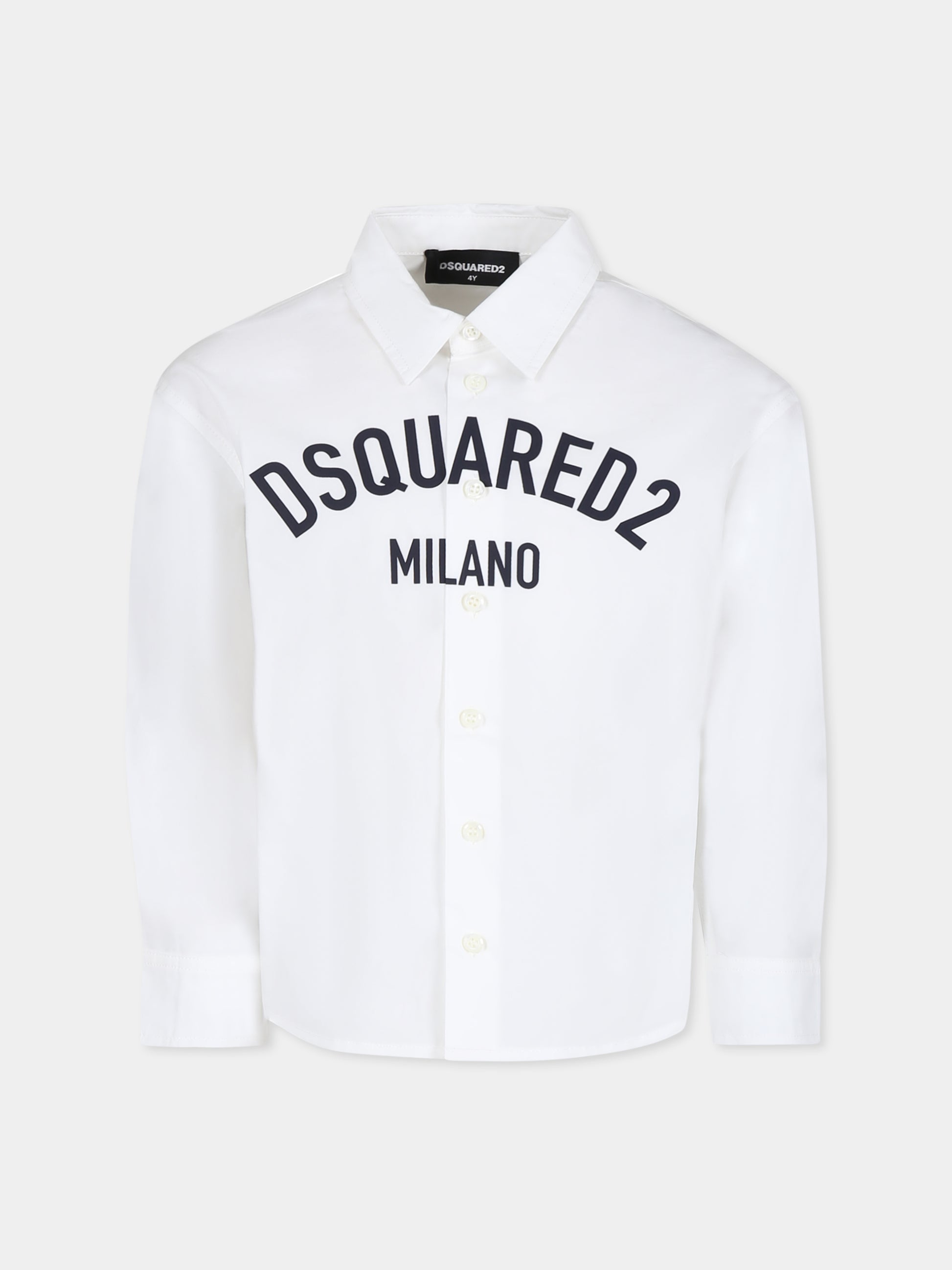 Camicia bianca per bambino con logo,Dsquared2,DQ2606 D007D D2C219M DQ100