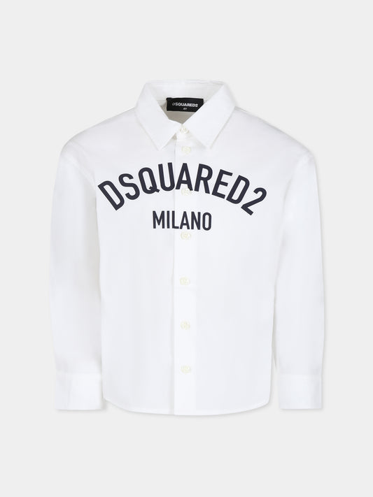 Camicia bianca per bambino con logo,Dsquared2,DQ2606 D007D D2C219M DQ100