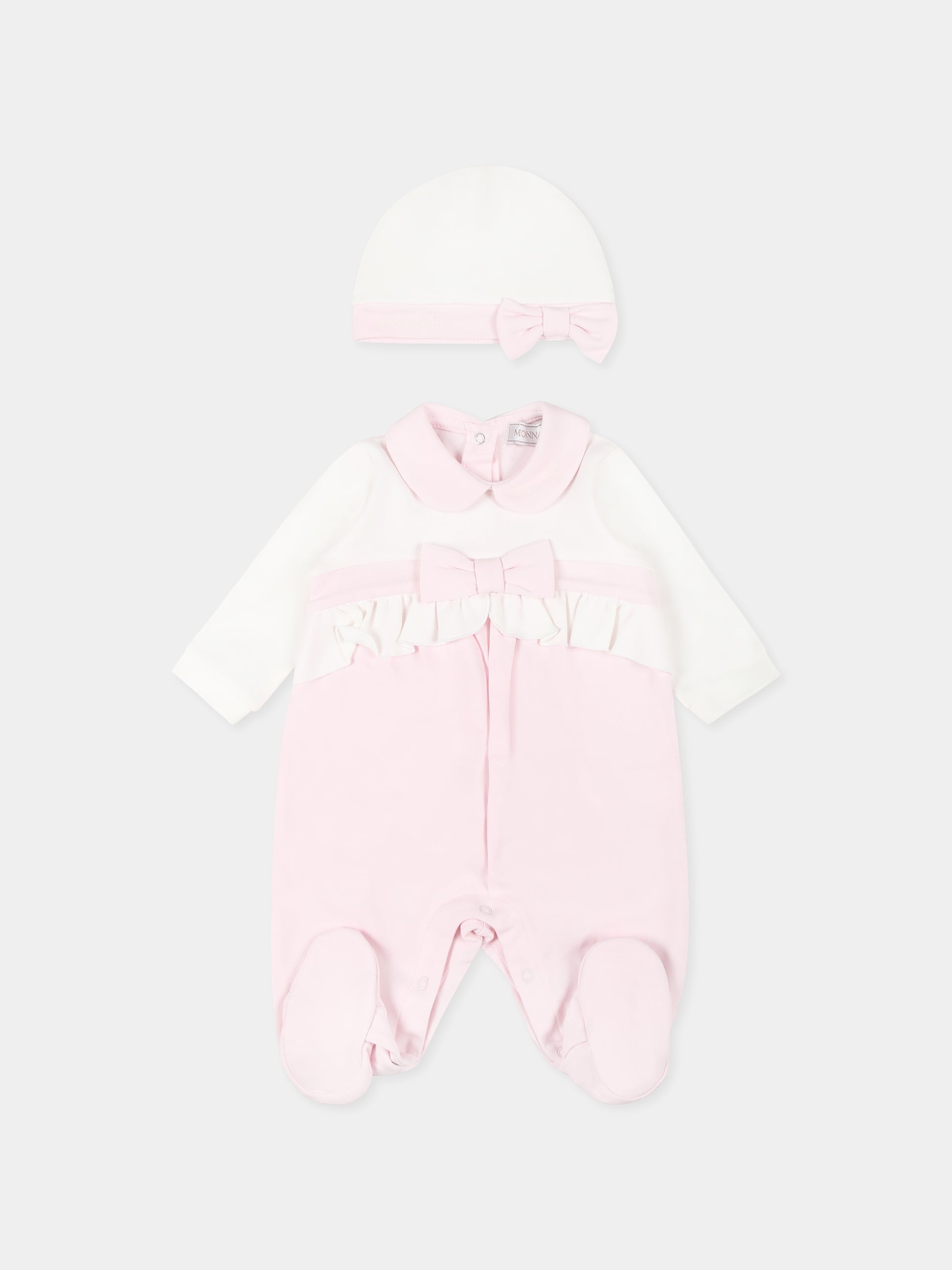 Set tutina rosa per neonata con logo,Monnalisa,35D507 4004 0191