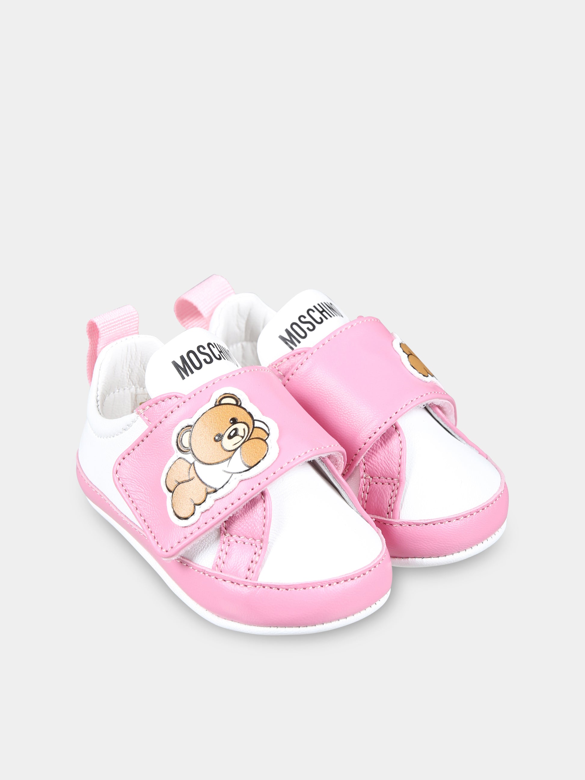 Sneakers rosa per neonata con Teddy Bear,Moschino Kids,78564 4