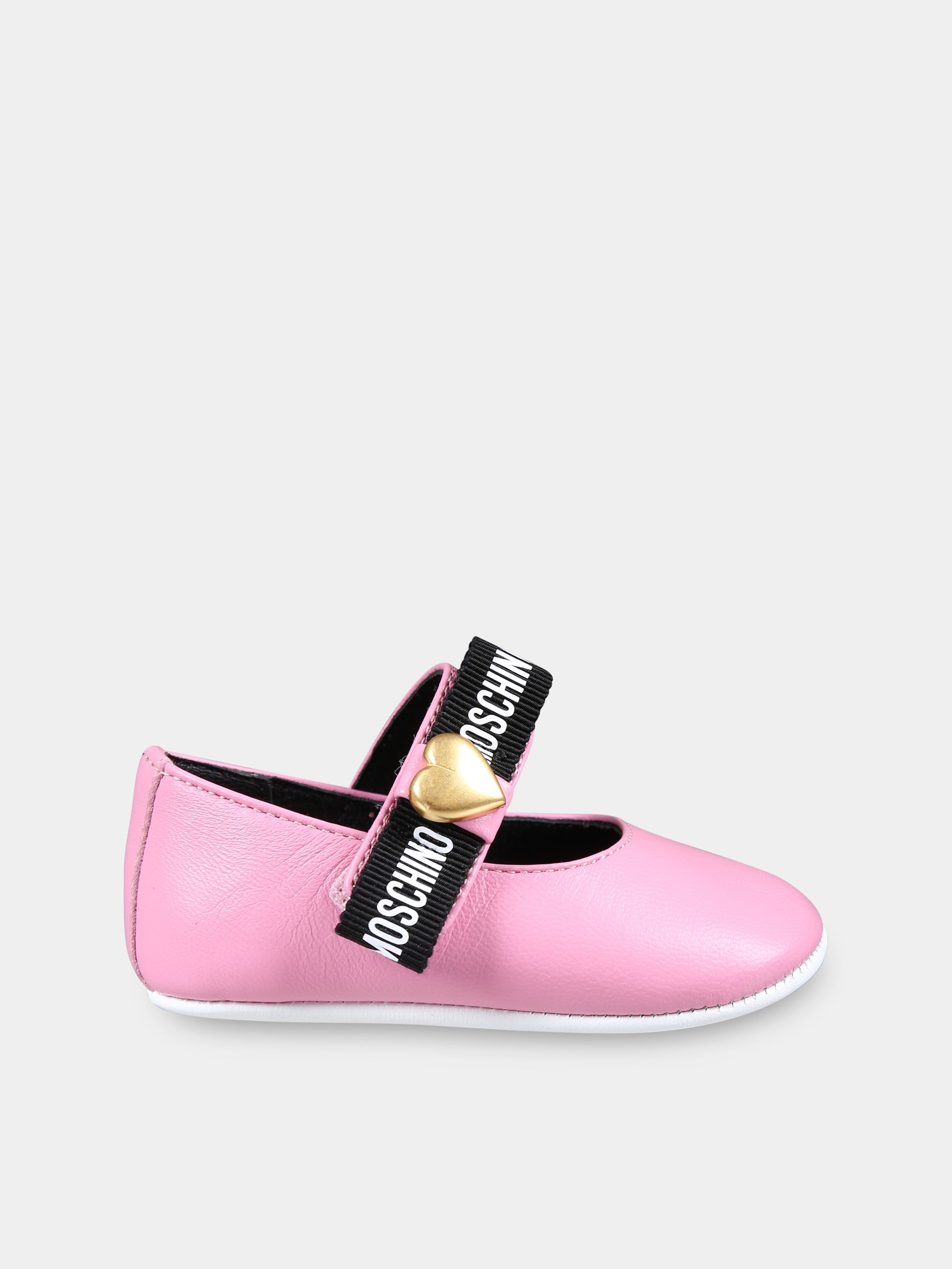 Ballerine rosa per neonata con cuore,Moschino Kids,78557 3