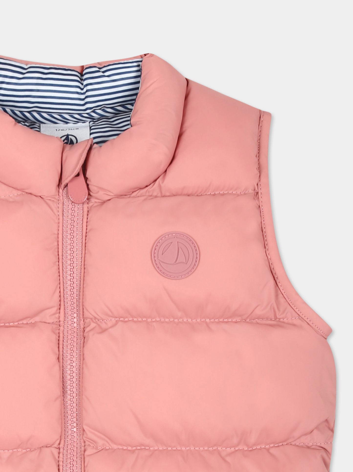 Gilet rosa per neonata con logo,Petit Bateau,A0C3C ROSEWOOD 01