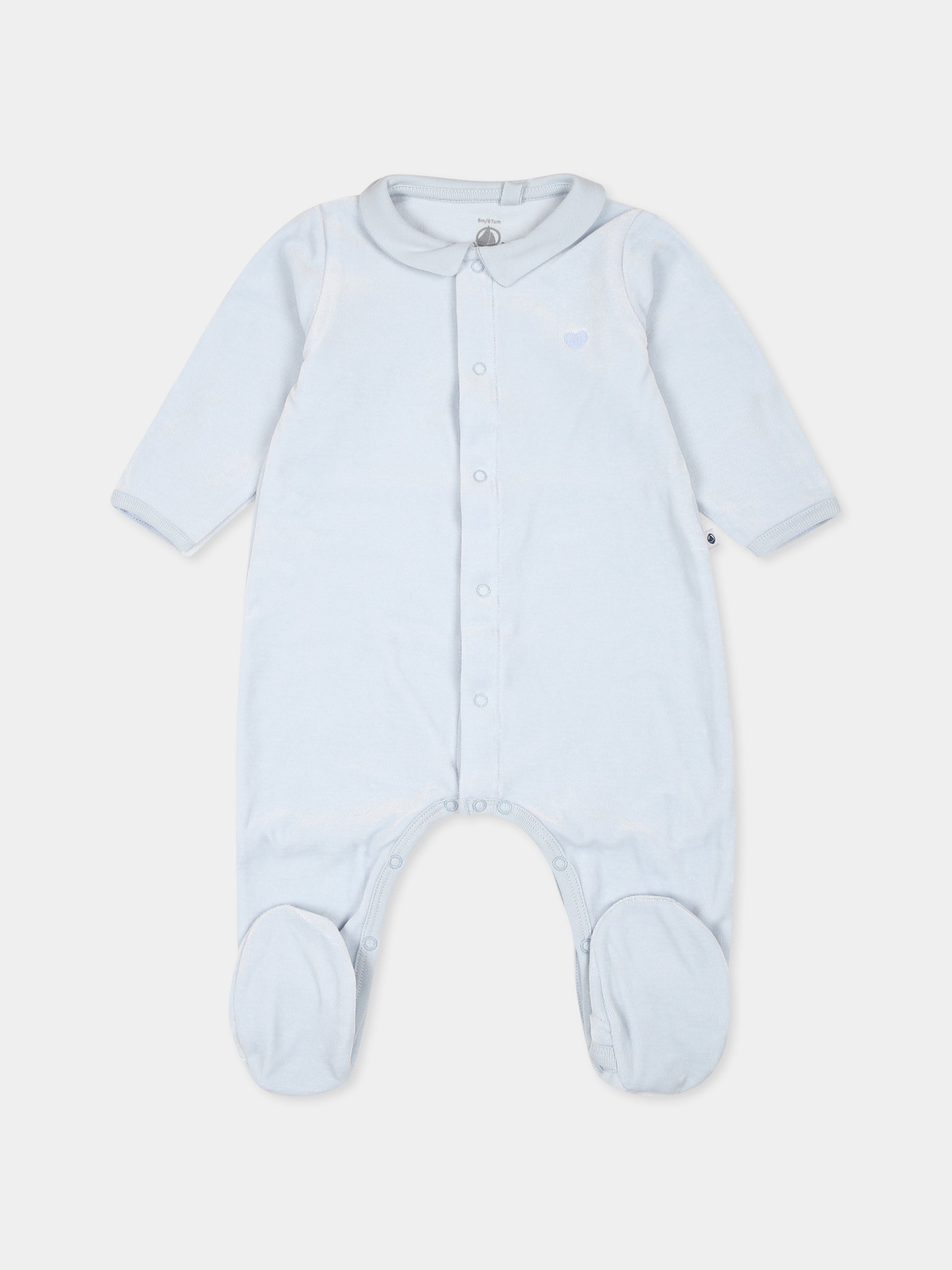 Tutina celeste per neonato con cuore,Petit Bateau,A0ATV GOMME 01