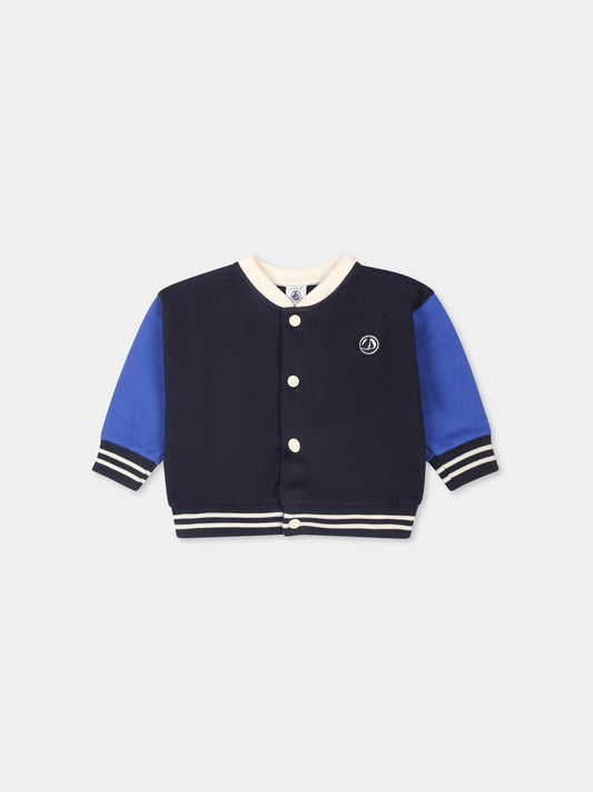 Bomber blu per neonato con logo,Petit Bateau,A0BPV SMOKING/CALVIN 01