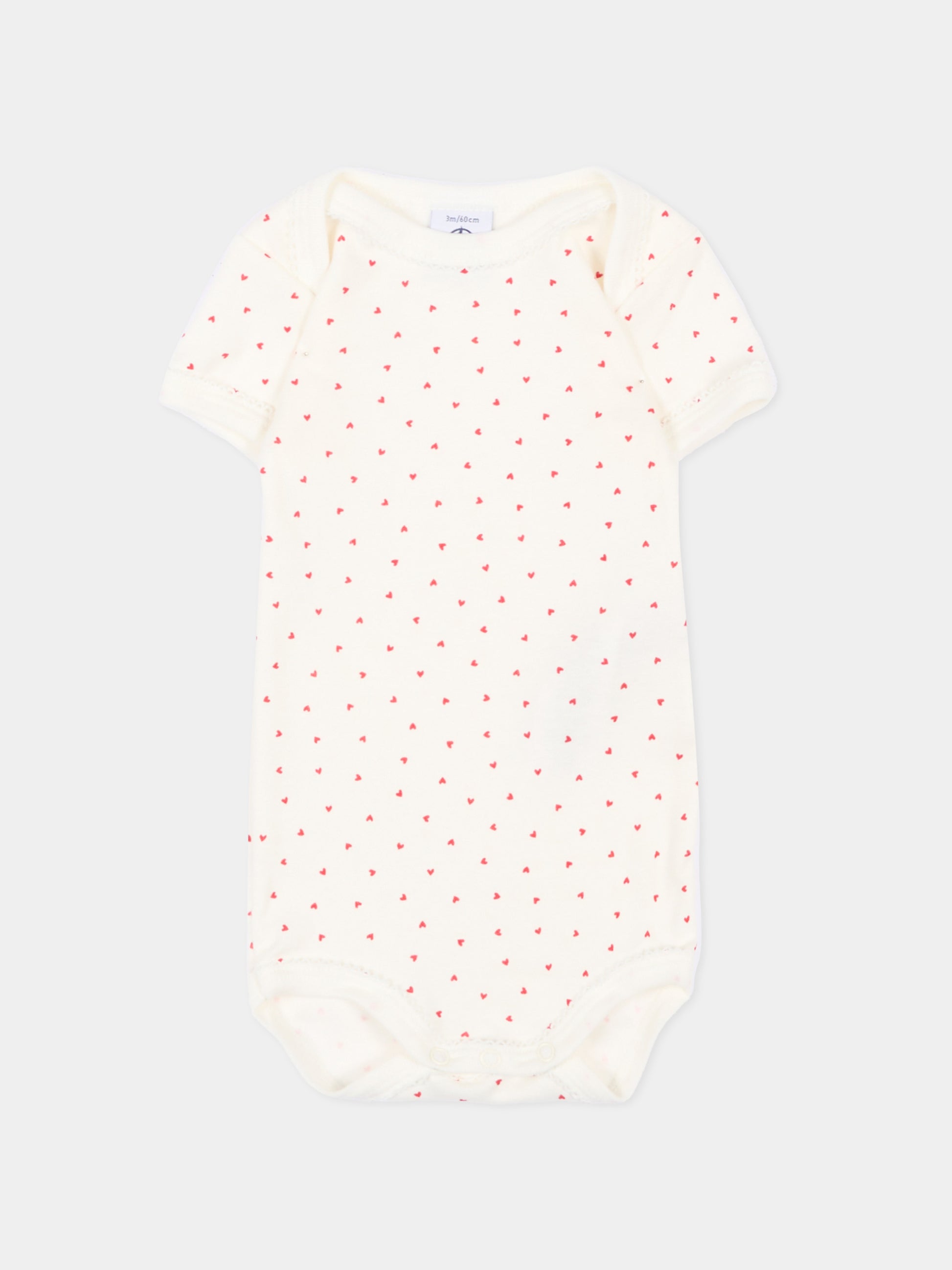 Set body avorio per neonata a cuori,Petit Bateau,A00BB VARIANTE 1 00