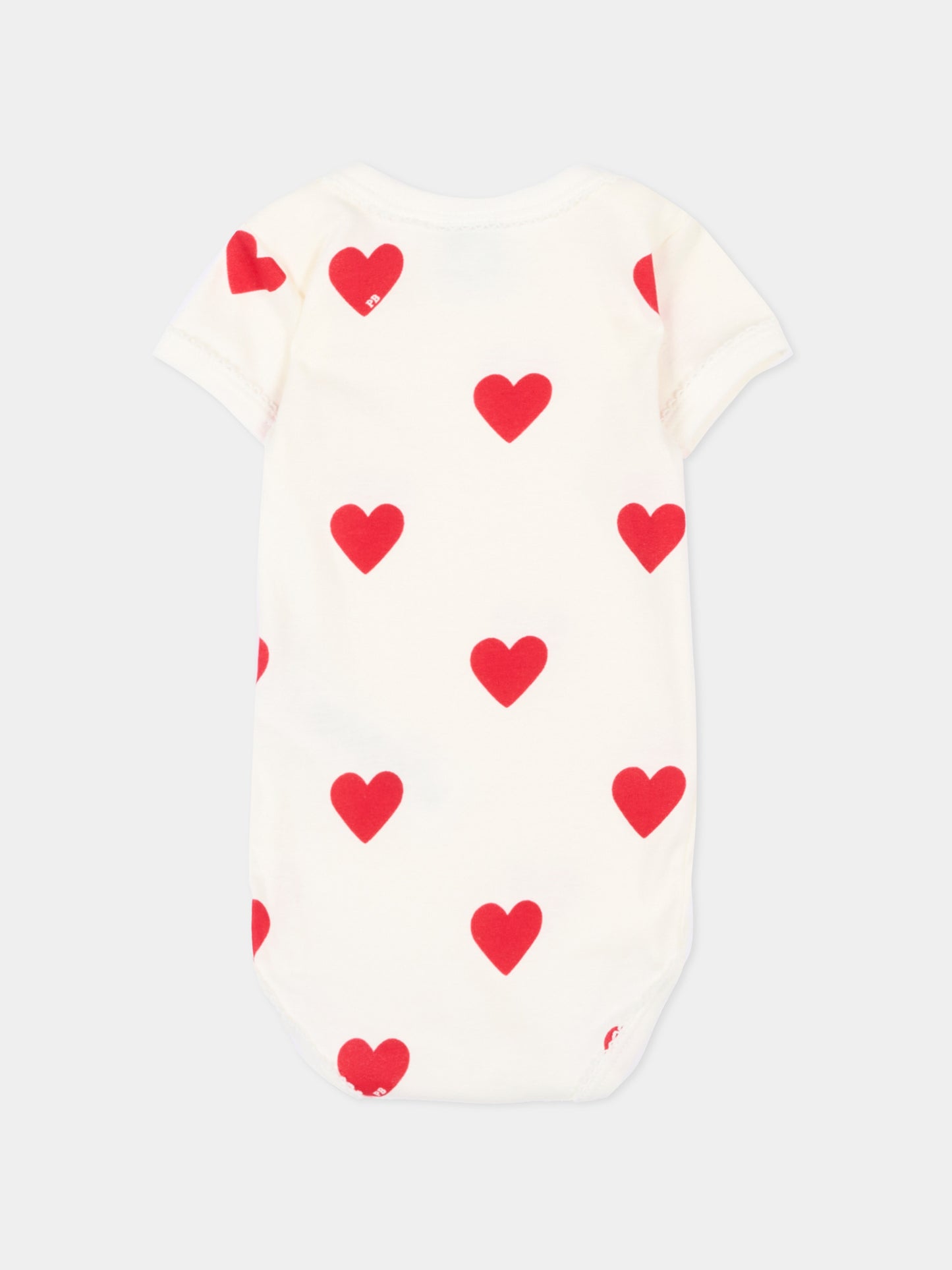 Set body avorio per neonata a cuori,Petit Bateau,A00BB VARIANTE 1 00