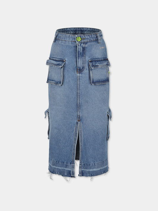 Gonna blu per bambina con logo,Barrow,F4BKJGSK097 126