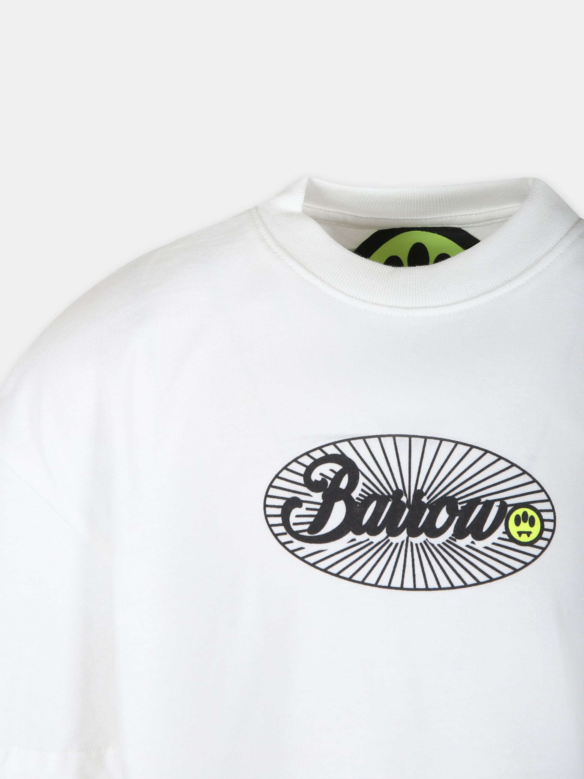 T-shirt crop bianca per bambina con smile,Barrow,F4BKJGTH124 002