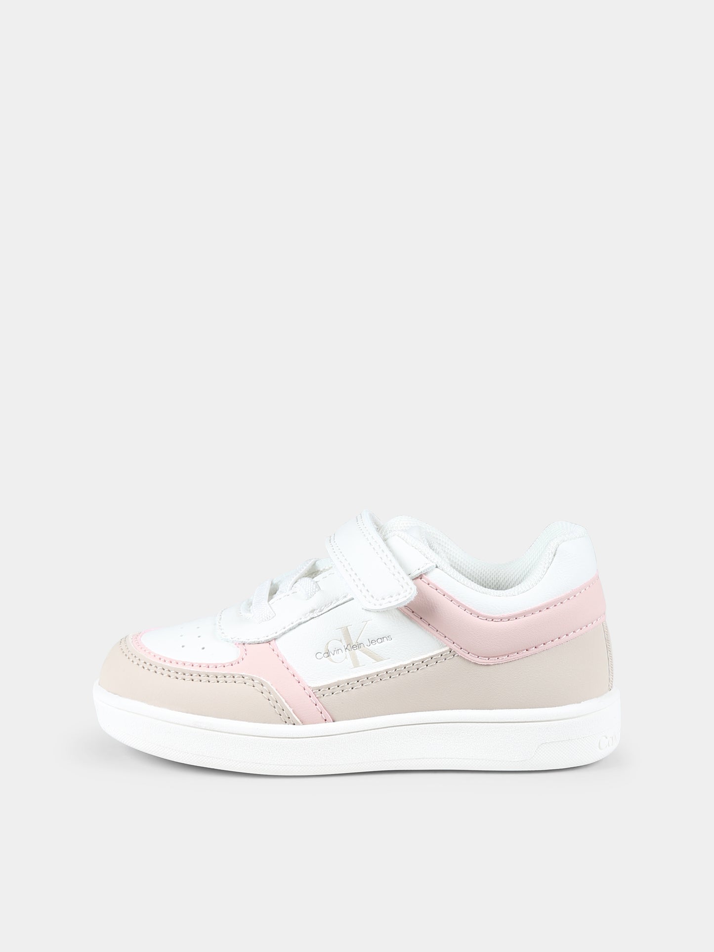 Sneakers bianche per bambina con logo,Calvin Klein Kids,V1A9 80974 1269B055