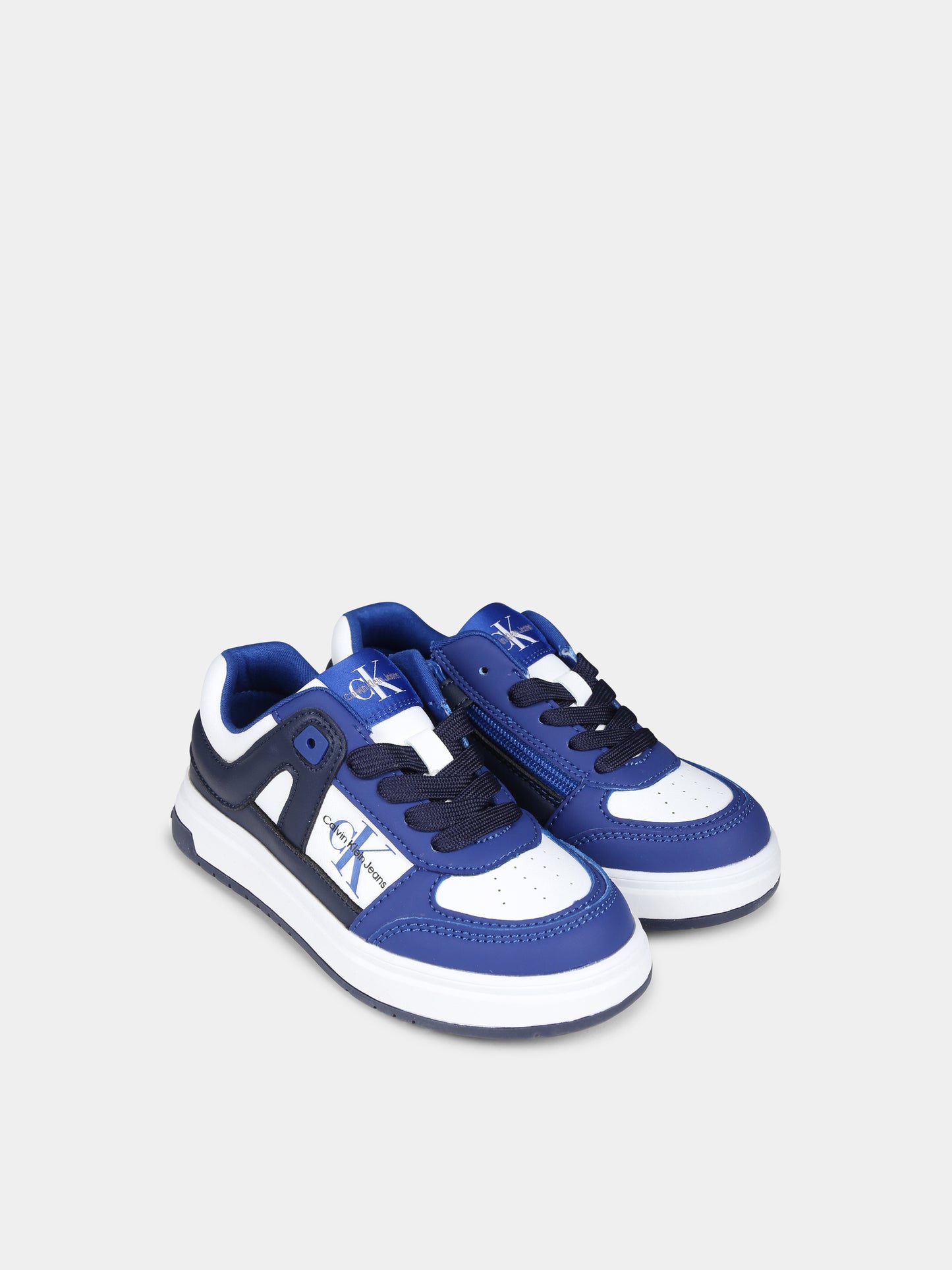 Sneaker bianche e blu per bambini,Calvin Klein Kids,V3X9 81060 1355B054