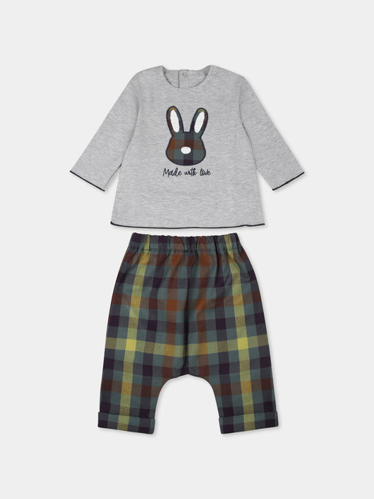 Completo grigio per neonato con coniglio,Falcotto,0R01 001 6002541 01