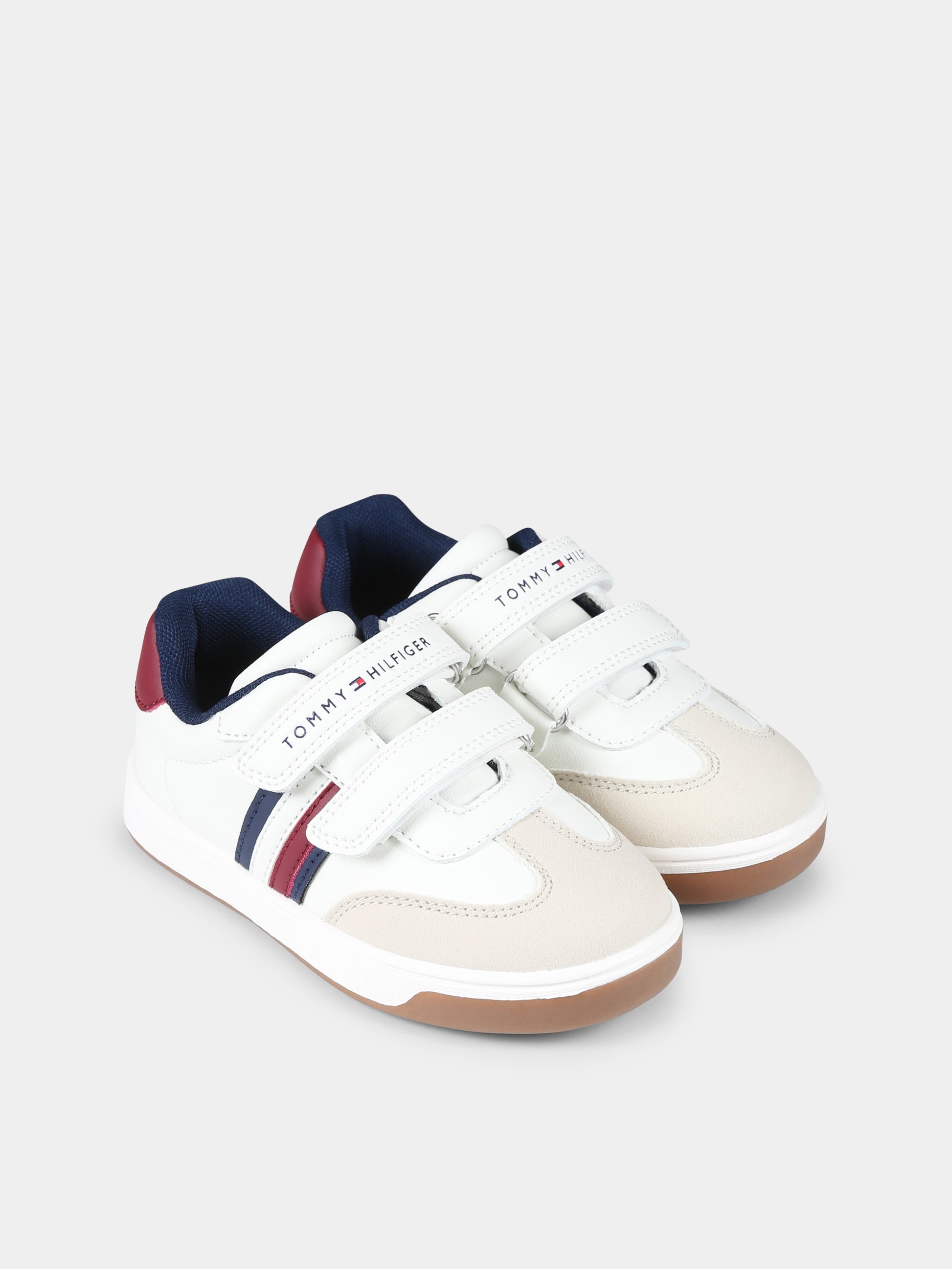 Sneakers avorio per bambini con logo,Tommy Hilfiger Junior,T1X9 33624 1269B057