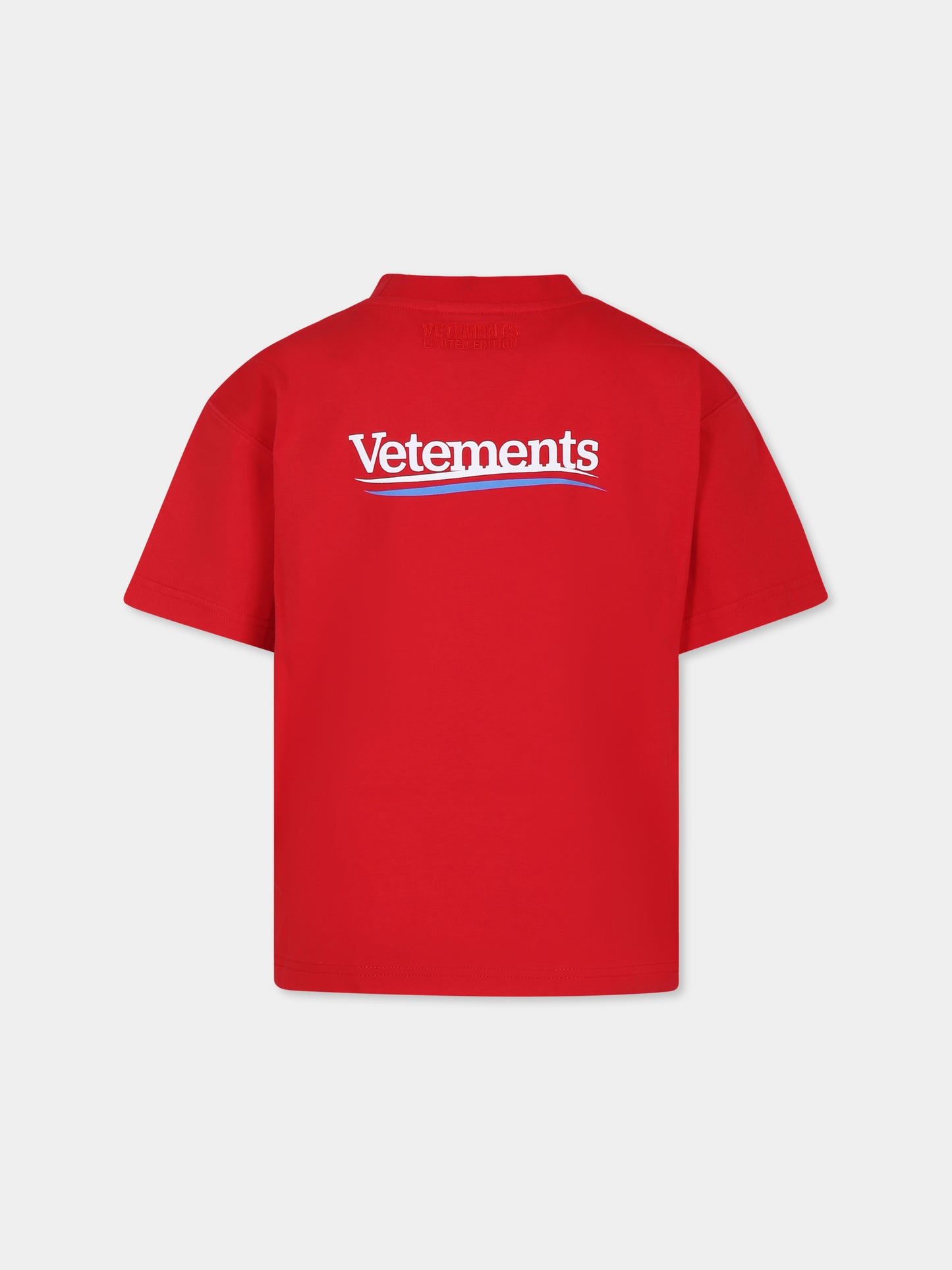 T-shirt rossa per bambini con logo,Vetements,KA10TR160R RED