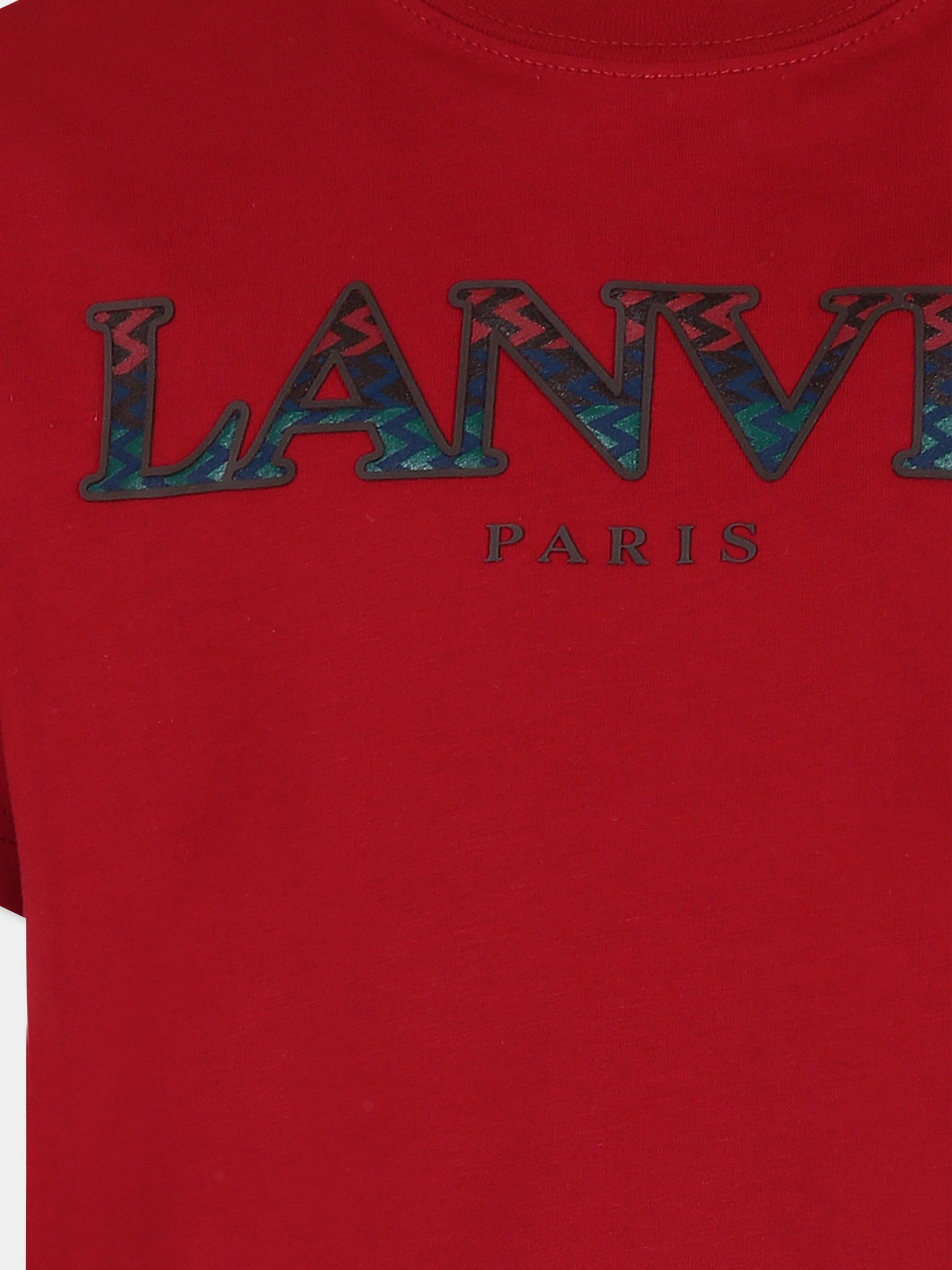 T-shirt rossa per bambino con logo,Lanvin Petite,N30146 974