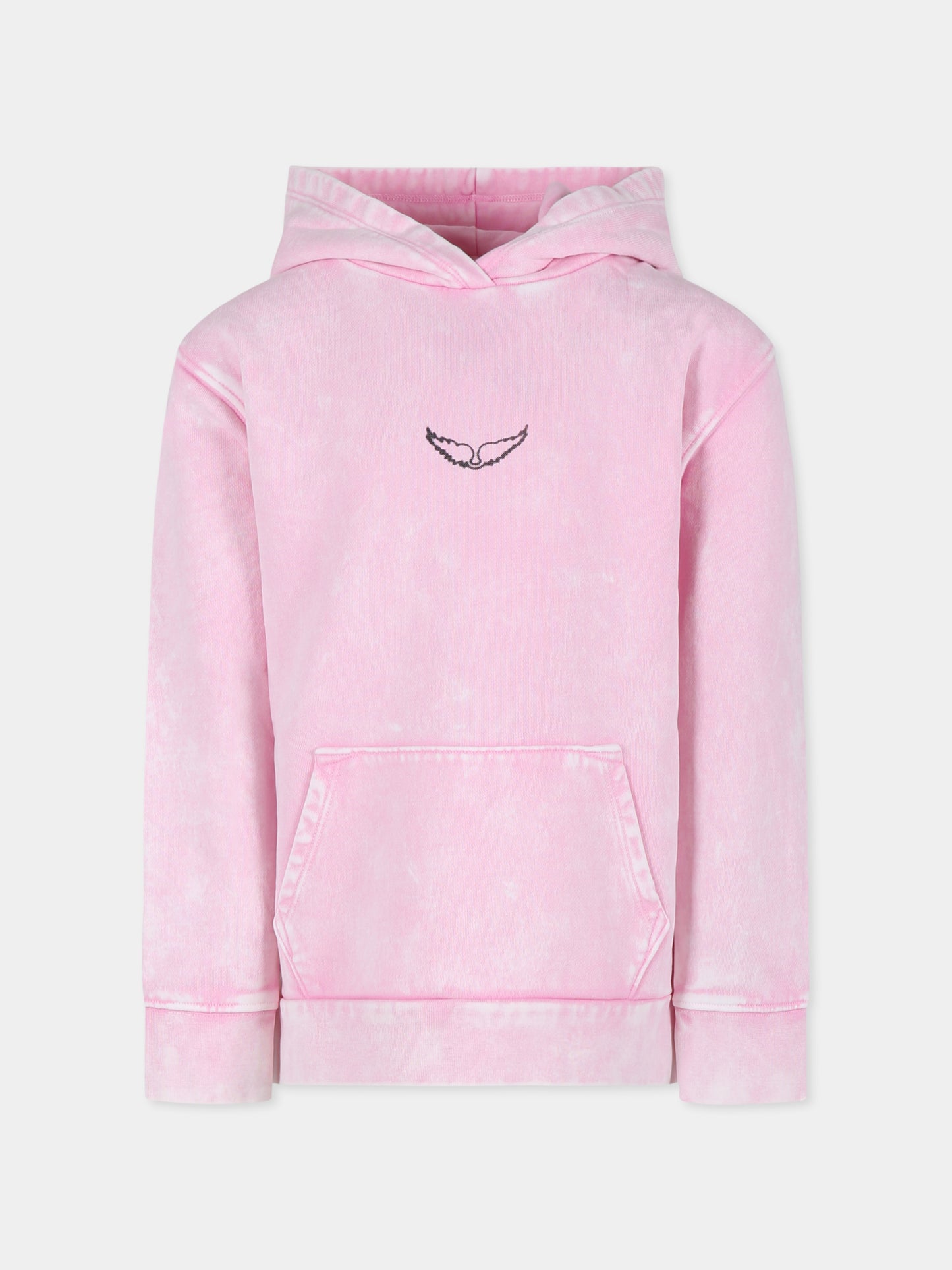 Felpa rosa per bambina con stampa e logo,Zadig & Voltaire Kids,X60215 47F