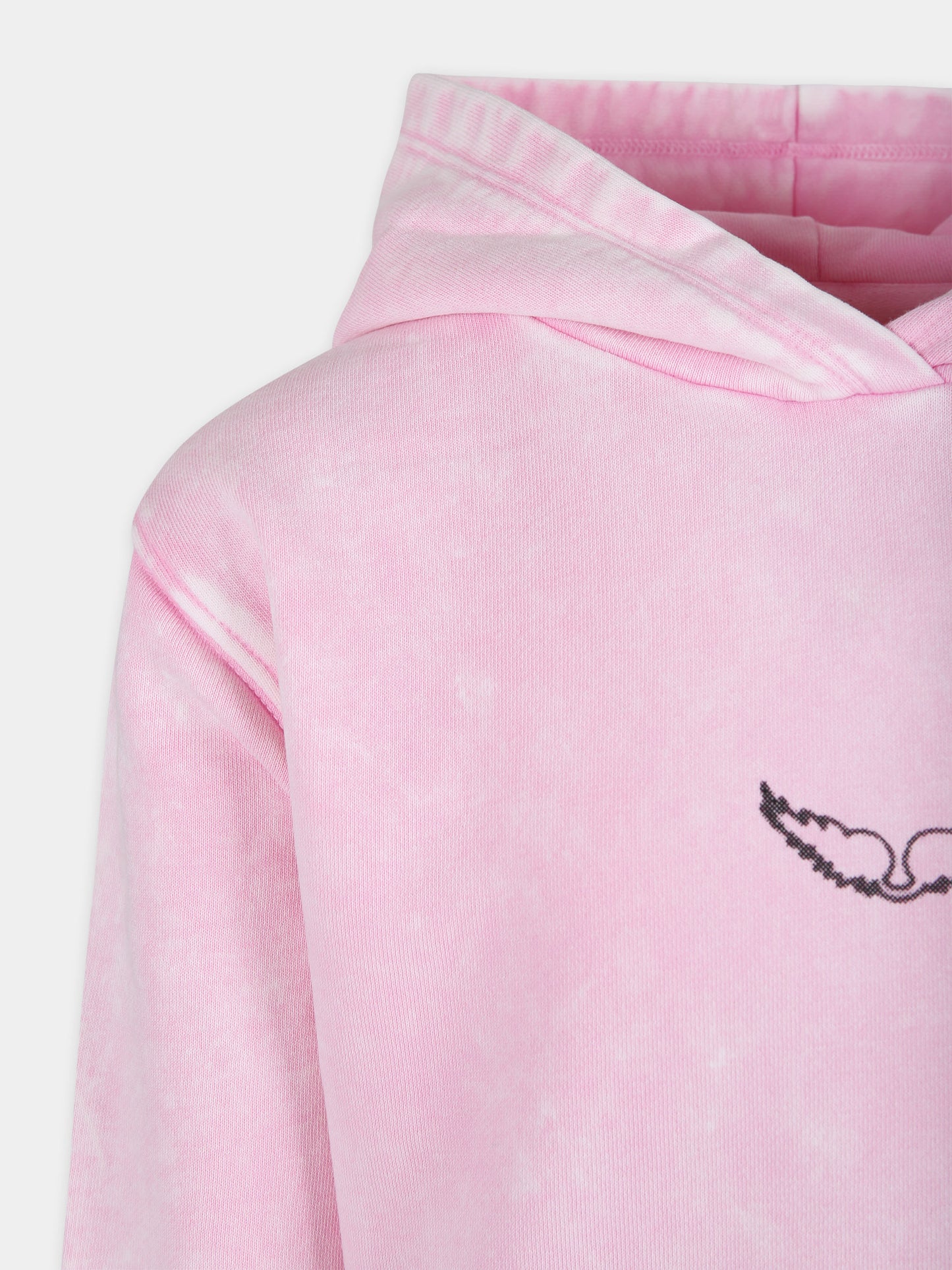 Felpa rosa per bambina con stampa e logo,Zadig & Voltaire Kids,X60215 47F