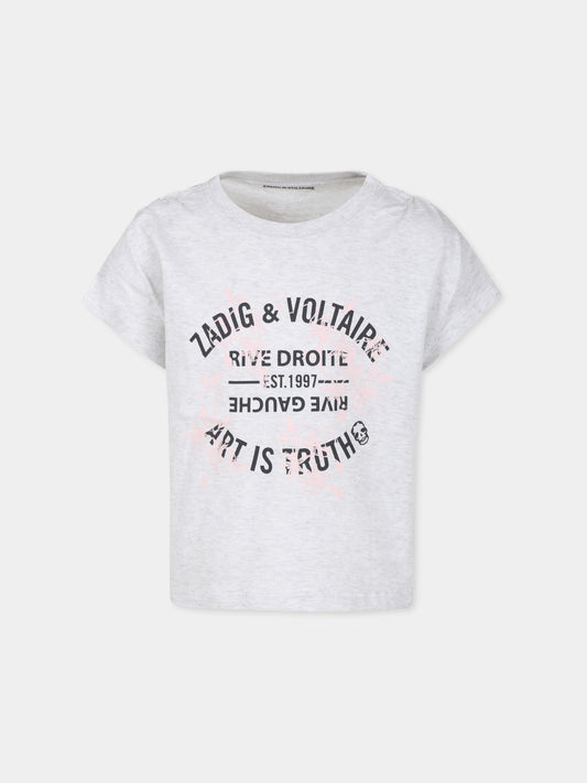 T-shirt a maniche corte grigia per bambina,Zadig & Voltaire Kids,X60237 A12