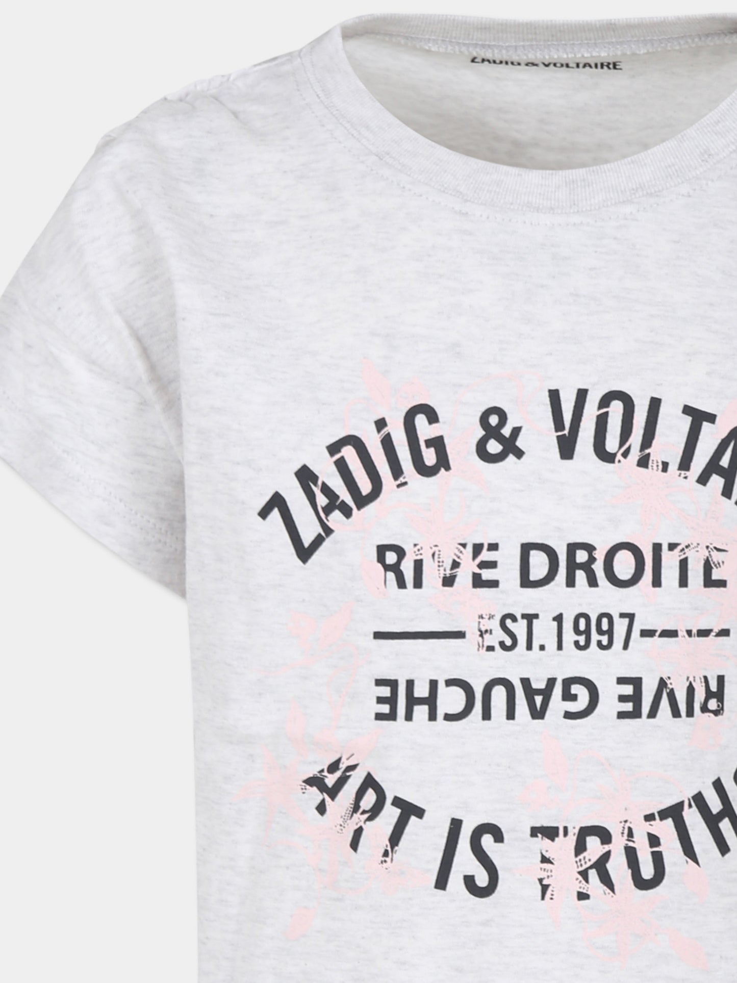 T-shirt a maniche corte grigia per bambina,Zadig & Voltaire Kids,X60237 A12