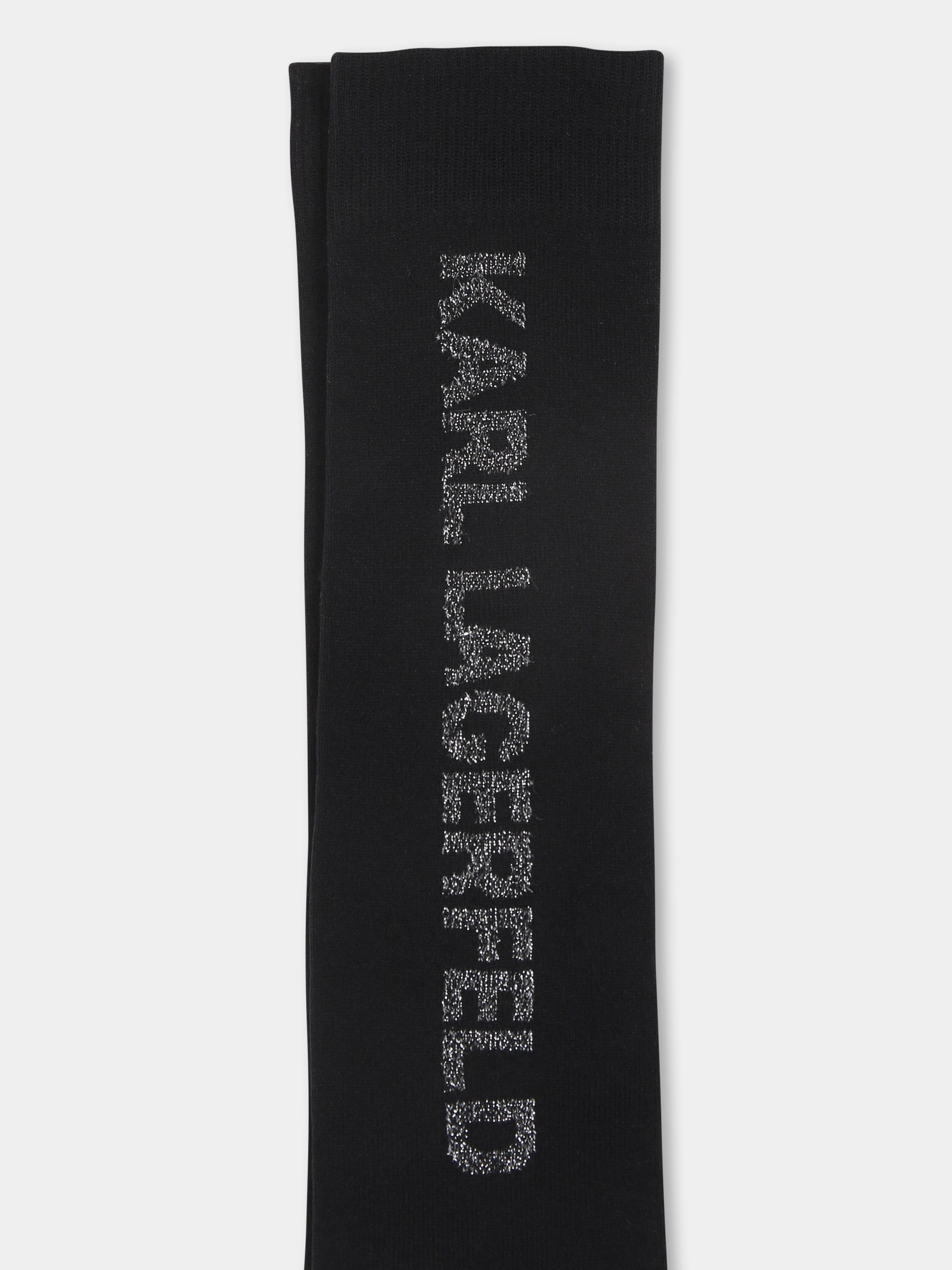 Calze nere per bambina con logo,Karl Lagerfeld Kids,Z30338 09B