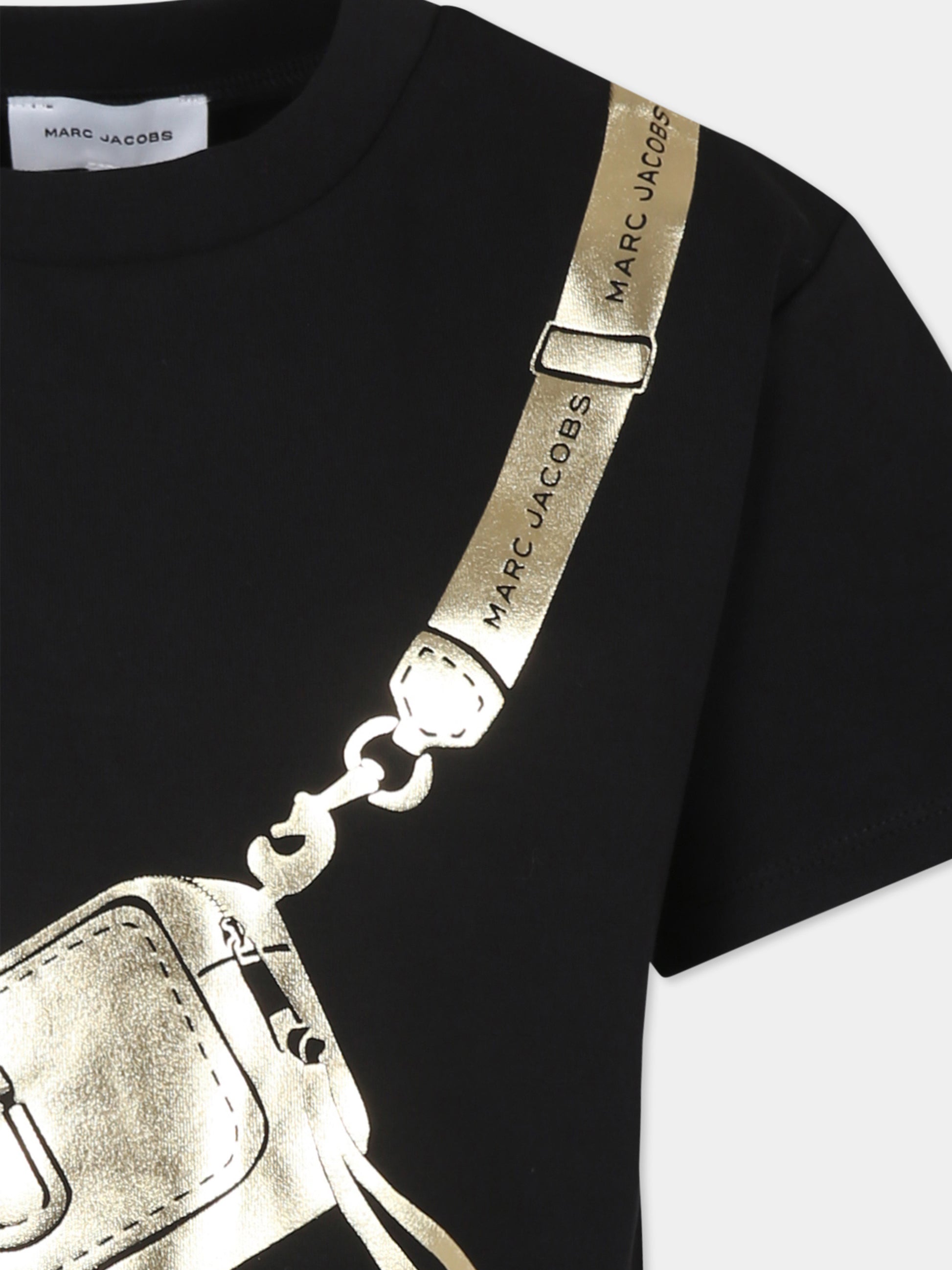 T-shirt nera per bambina con stampa borsa,Marc Jacobs,W60388 09B