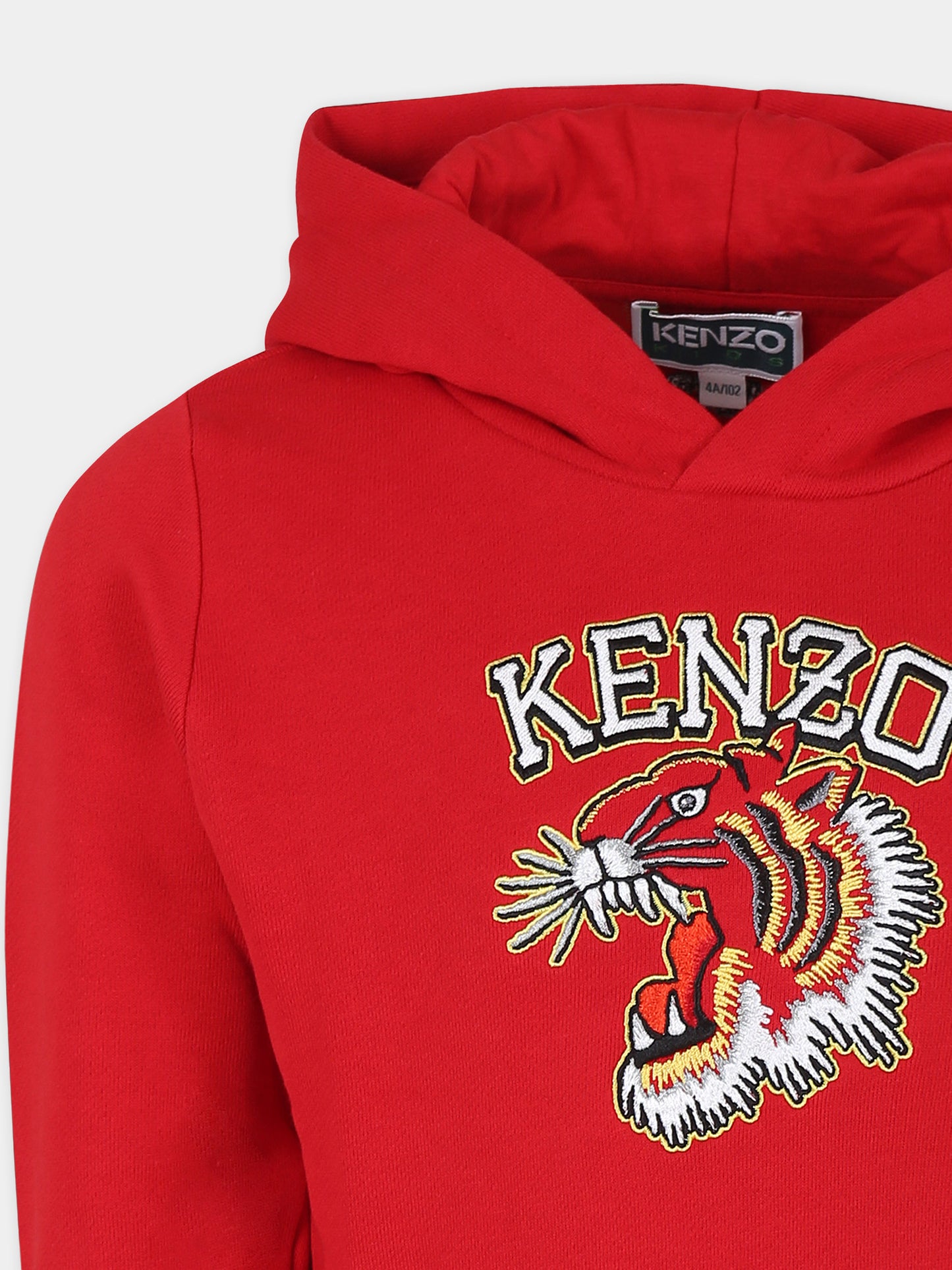 Felpa rossa per bambino con tigre e logo,Kenzo Kids,K60767 968