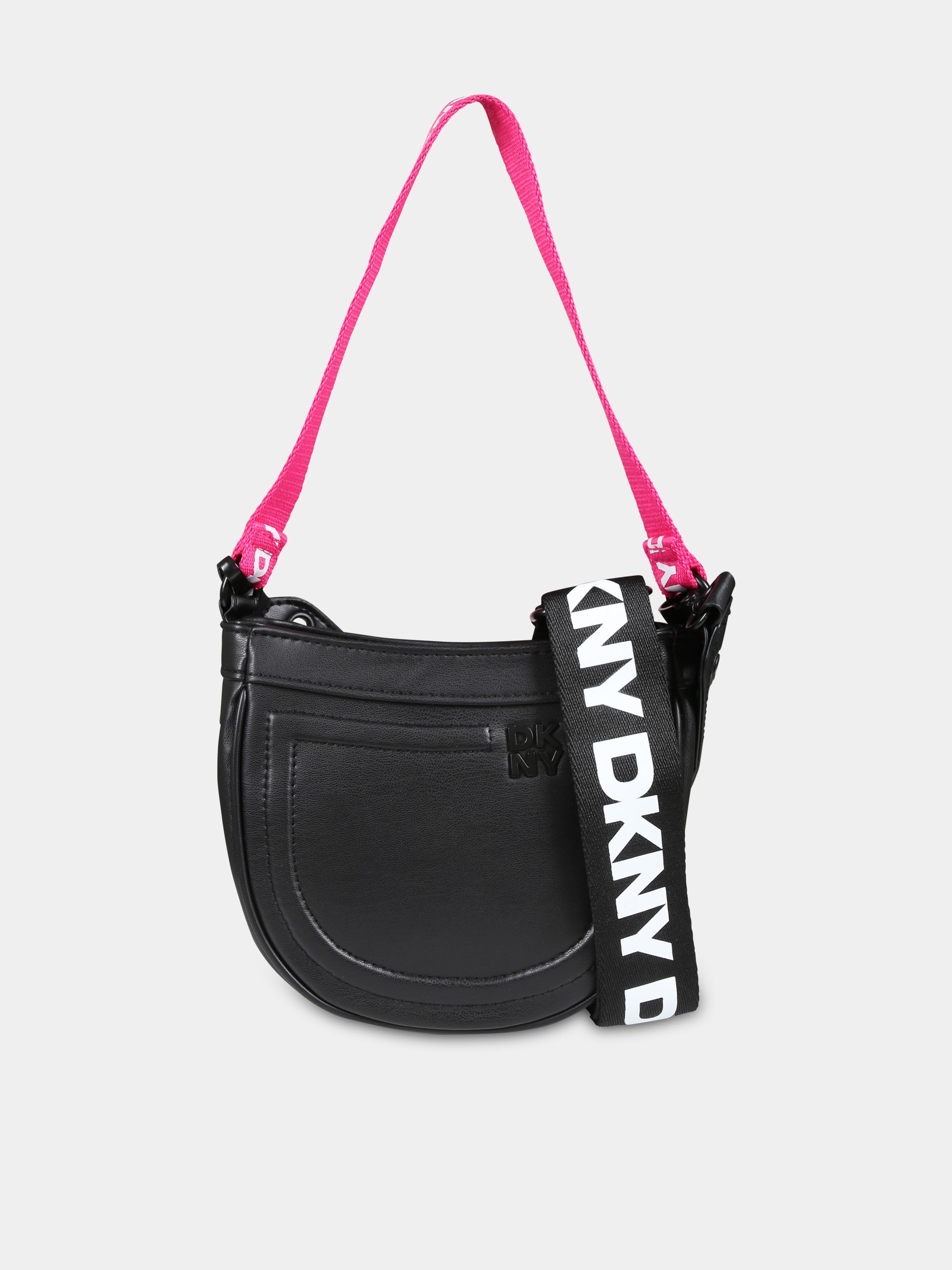 Borsa nera per bambina con logo,Dkny,D61058 09B