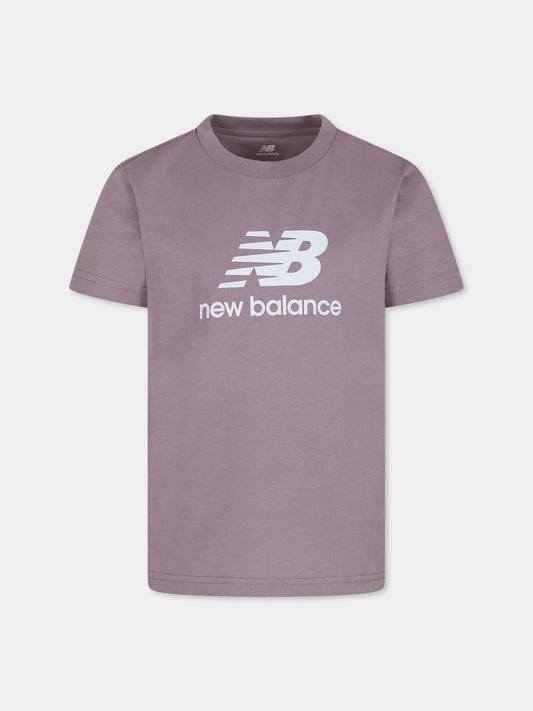 T-shirt viola per bambina con logo,New Balance,24W NBLAKG0008 LAKG0008 ICW