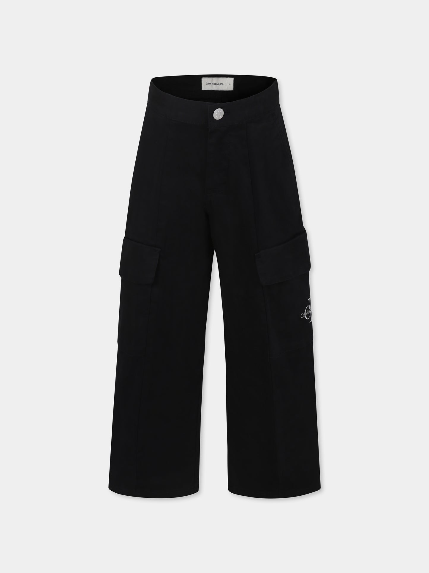 Pantaloni neri per bambina con logo,Calvin Klein Kids,IG0IG02513 BEH