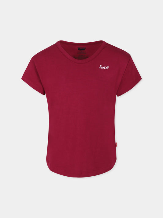 T-shirt bordeaux per bambina con logo,Levi's Kids,3EL035 P9Y