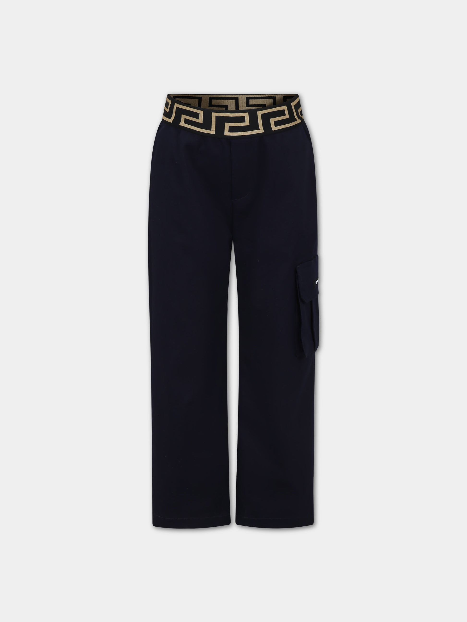 Pantaloni blu per bambino con logo Versace,Versace,1002266 1A06498 2U150