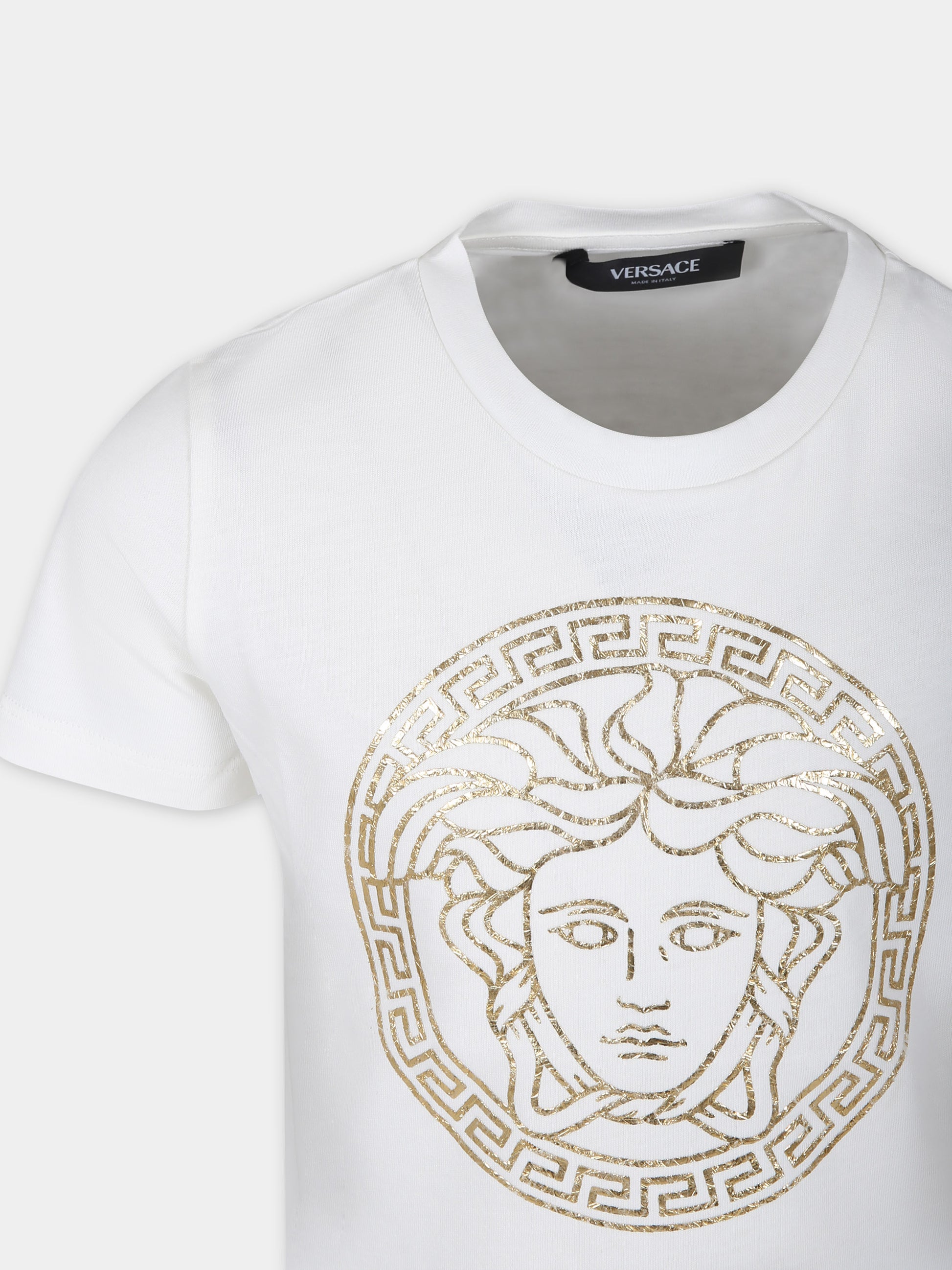 T-shirt bianca per bambini con Medusa,Versace,1000239 1A10164 2W110