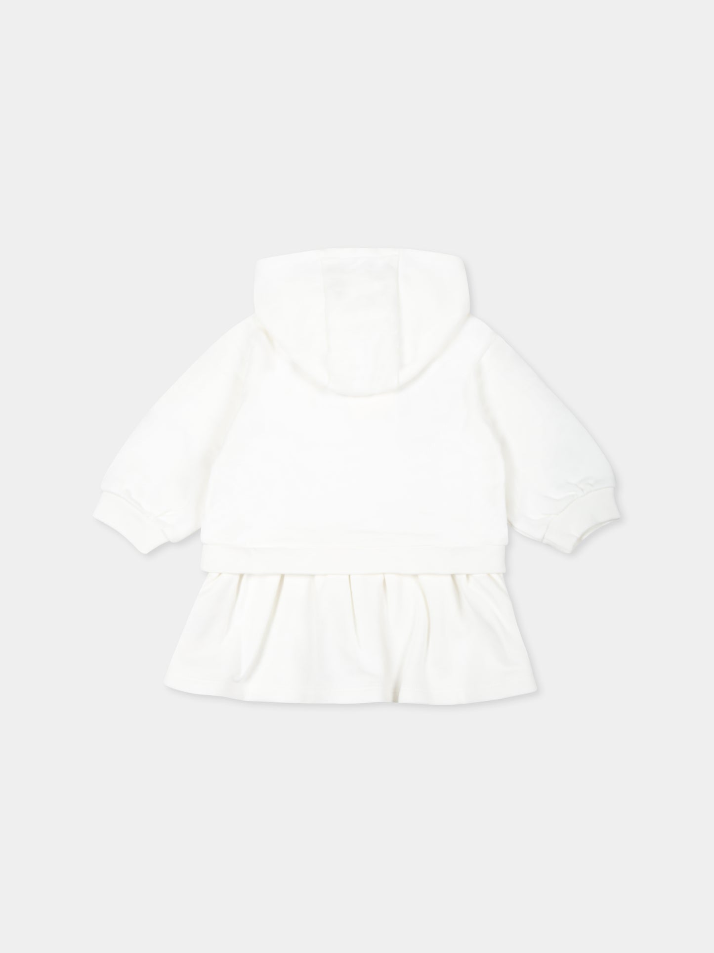 Vestito bianco per neonata con logo,Fendi Kids,BFB528 5V0 F0TU9