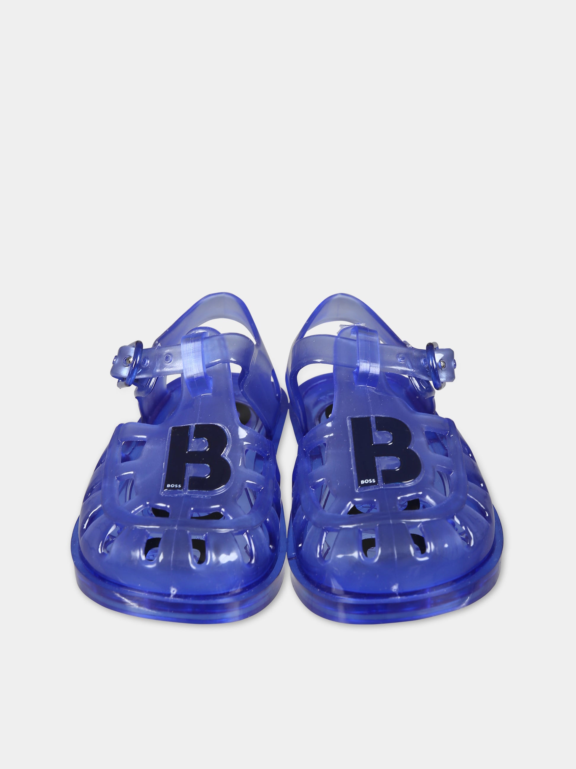 Ragnetti blu per neonato con logo,Boss,J09189 79B