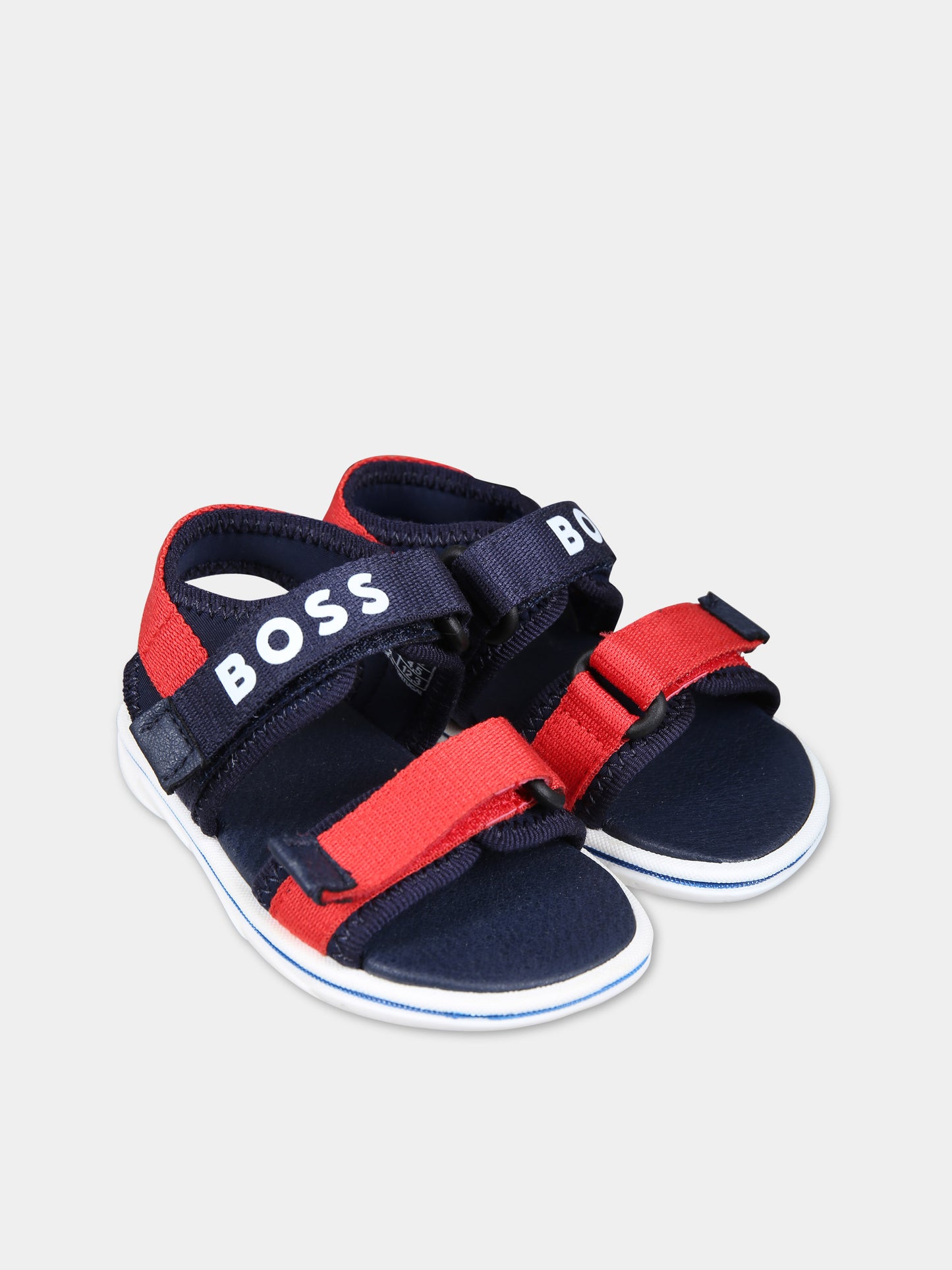 Sandali blu per neonato con logo,Boss,J09191 849