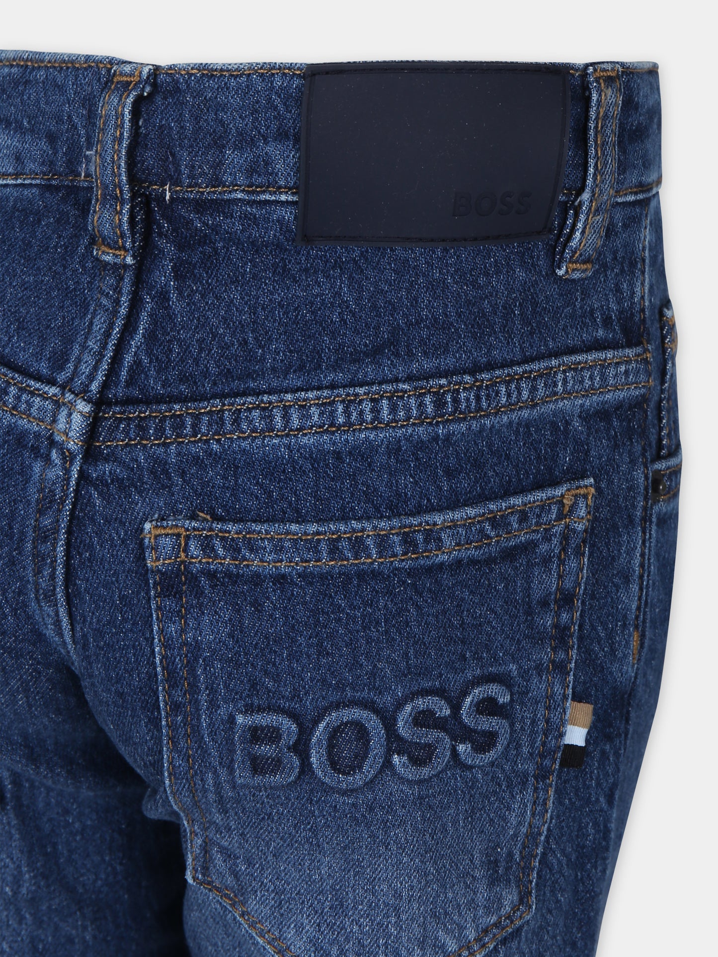 Jeans blu per bambino con logo,Boss,J24837 Z07