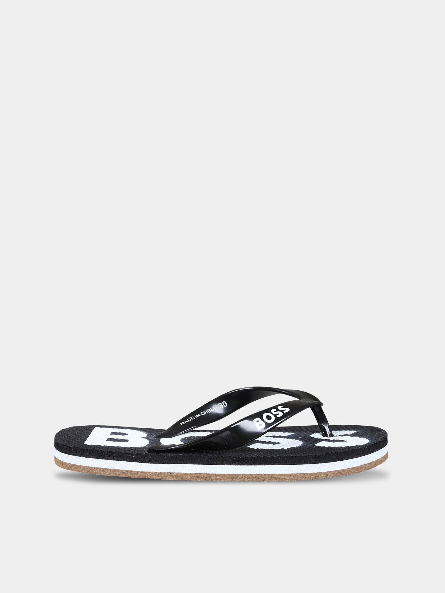 Infradito nere per bambino con logo,Boss,J29328 09B