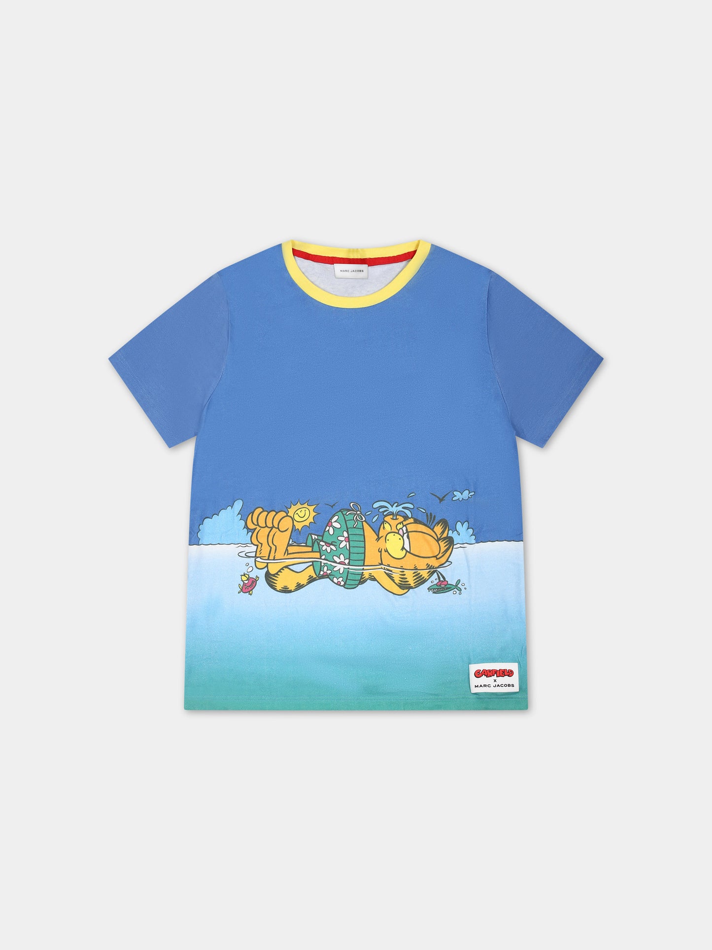T-shirt azzurra per bambino con stampa Garfield,Marc Jacobs,W25589 784