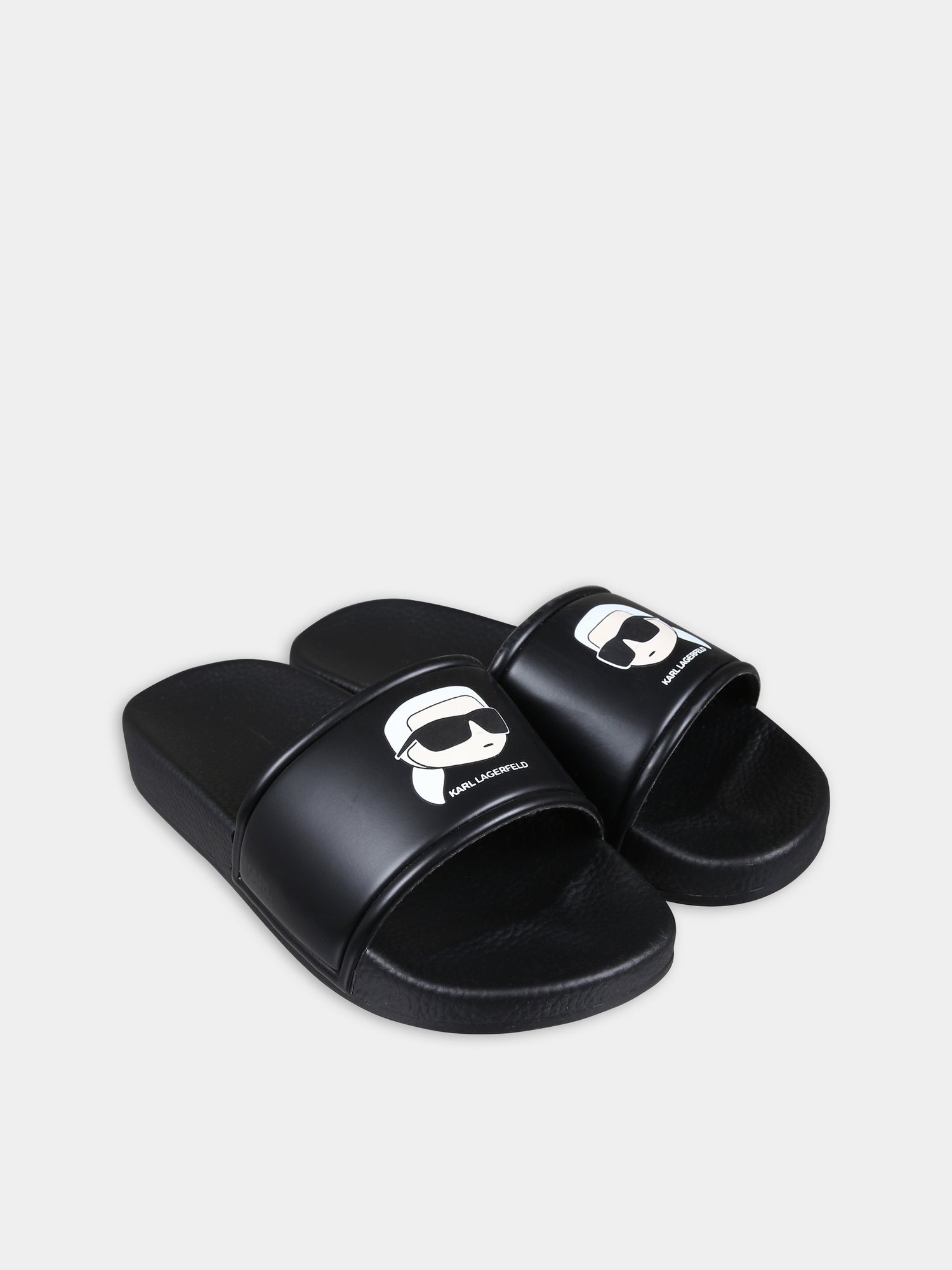 Ciabatte nere per bambino con logo e Karl,Karl Lagerfeld Kids,Z29063 09B