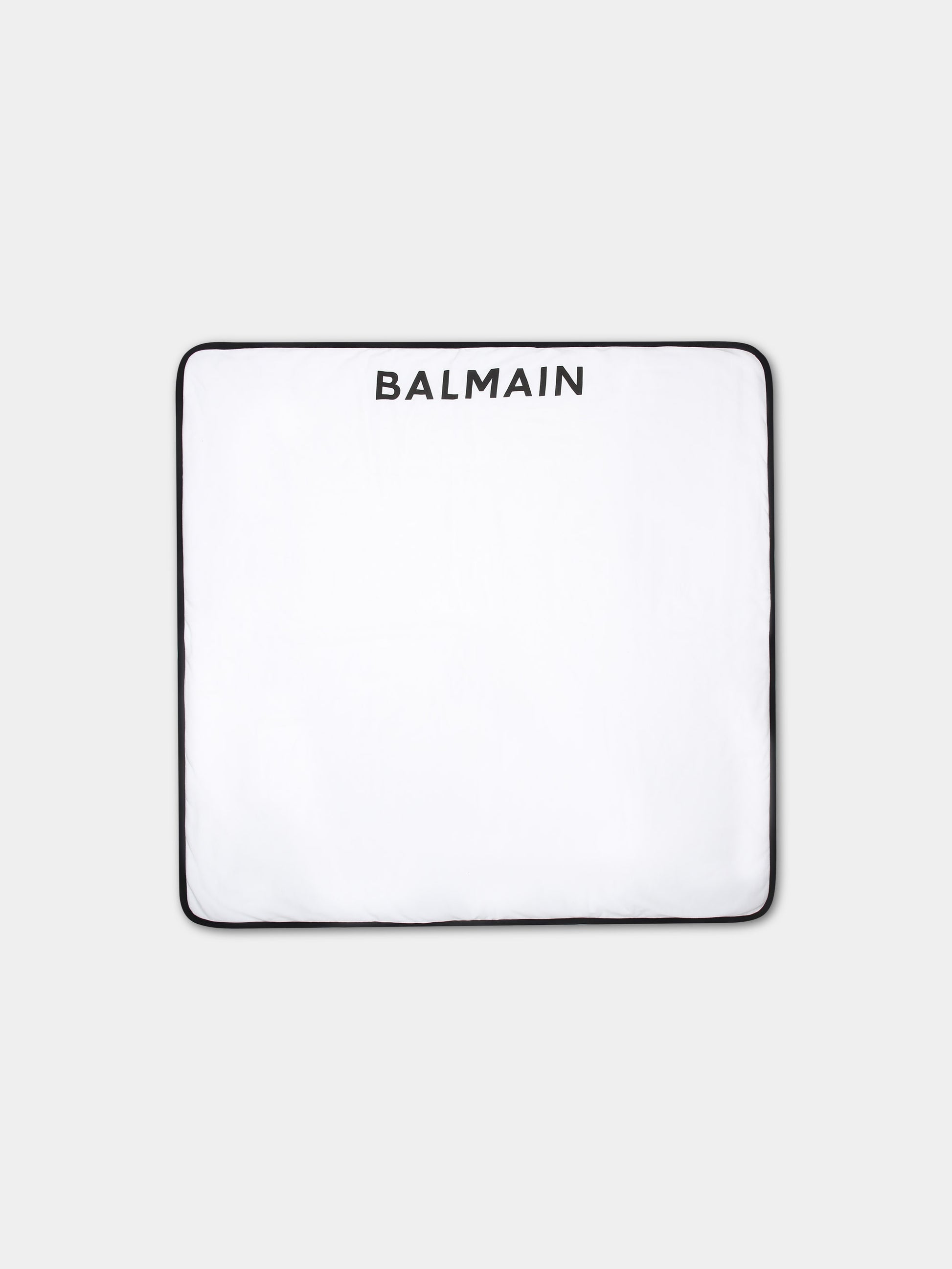 Coperta bianca per neonati con logo,Balmain Kids,6Q0B50 J0006 100NE