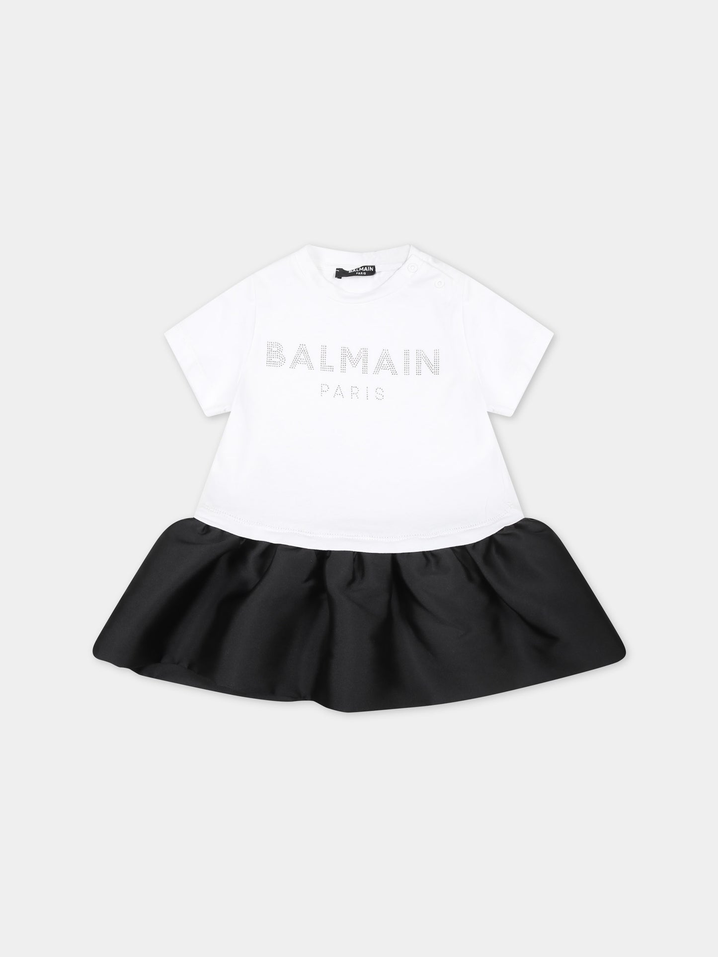 Vestito bianco per neonata con logo,Balmain Kids,6Q1831 J0006 100NE