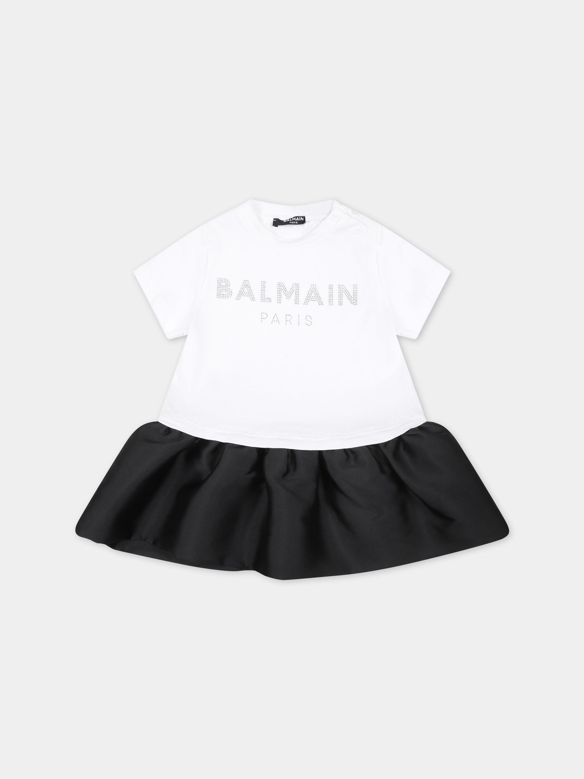 Vestito bianco per neonata con logo,Balmain Kids,6Q1831 J0006 100NE