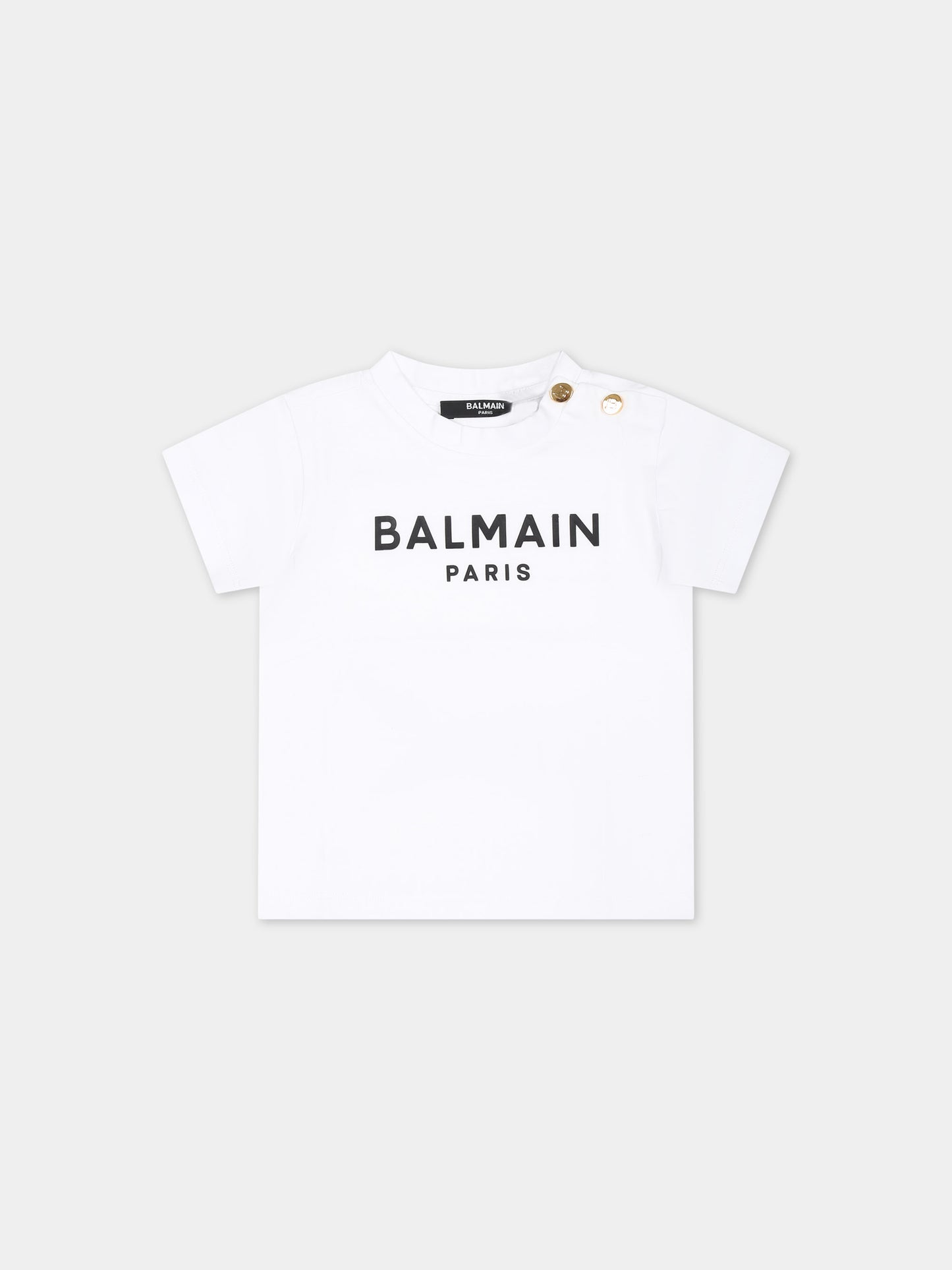 T-shirt bianca per neonati con logo,Balmain Kids,6Q8891 J0006 100NE