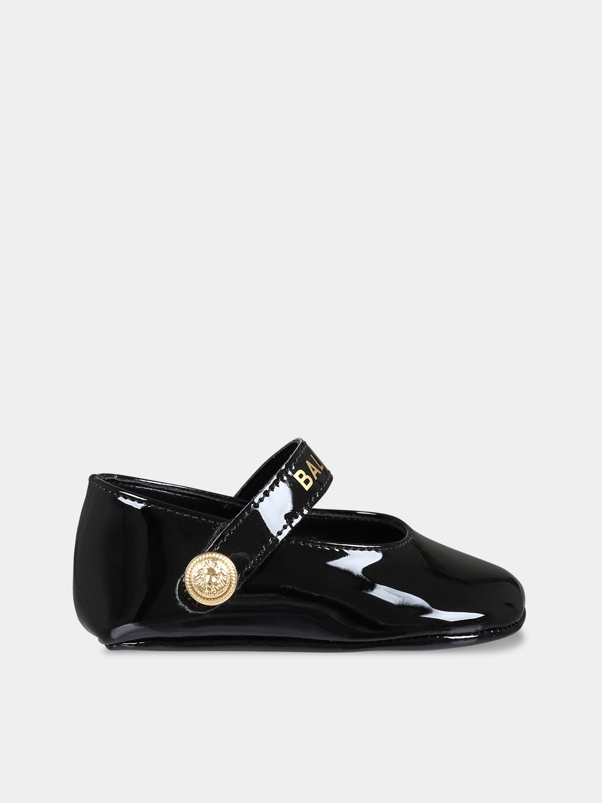 Ballerine nere per neonata con logo,Balmain Kids,BT0006 Z1629 930OR