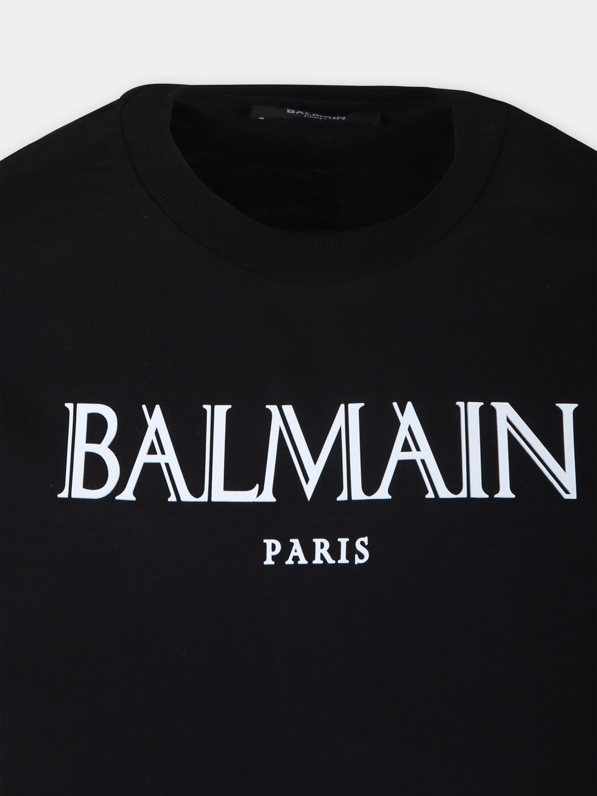 T-shirt nera per bambini con logo,Balmain Kids,BT8S21 Z1751 930BC