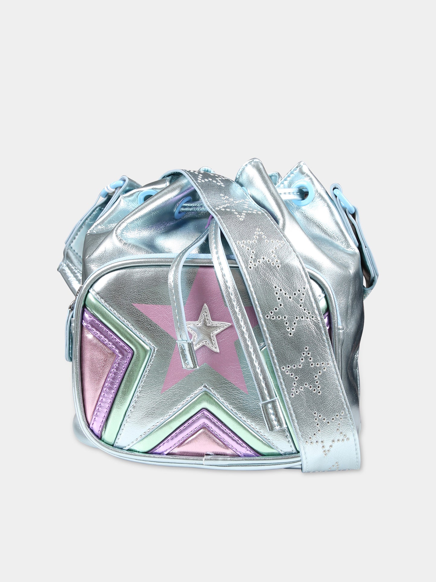 Borsa celeste per bambina con stelle,Stella Mccartney Kids,TT0B88 Z0226 630